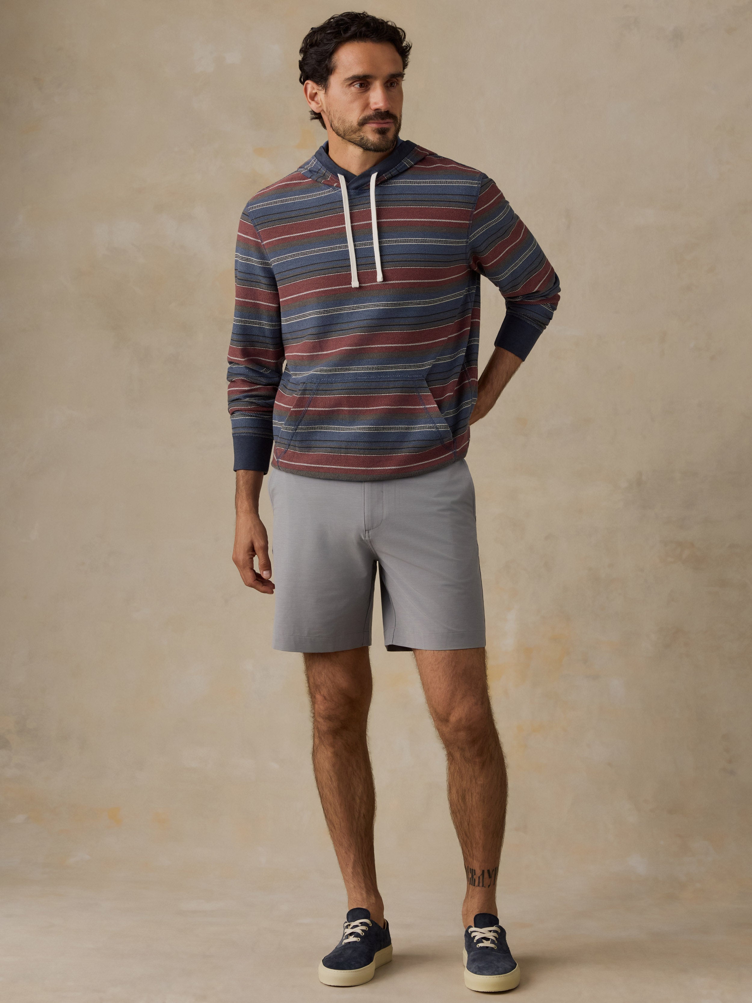 Byron Bay Hoodie - Nighttime Cherry Stripe