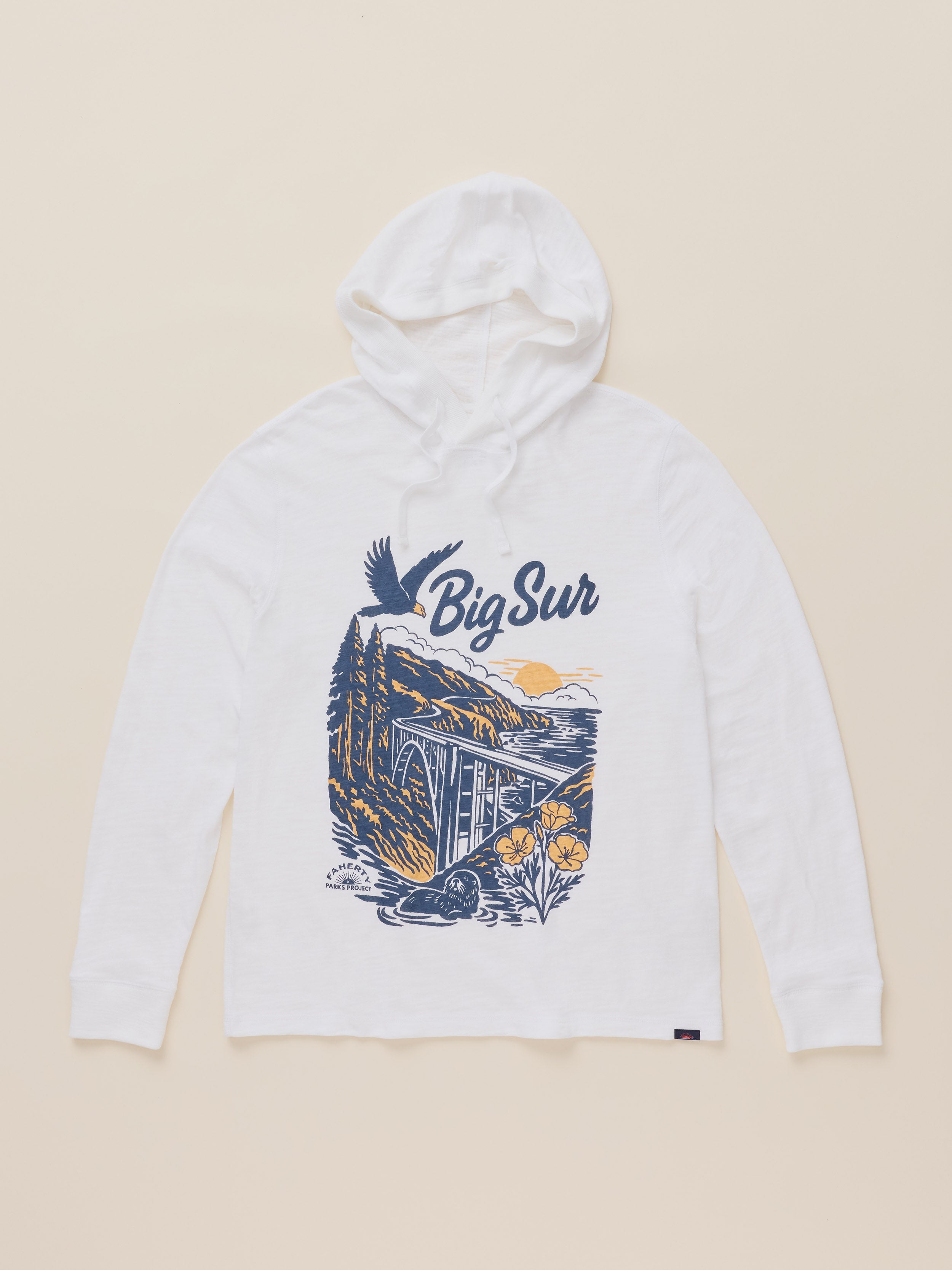 Faherty x Parks Project Big Sur Sunwashed Organic Hoodie - White