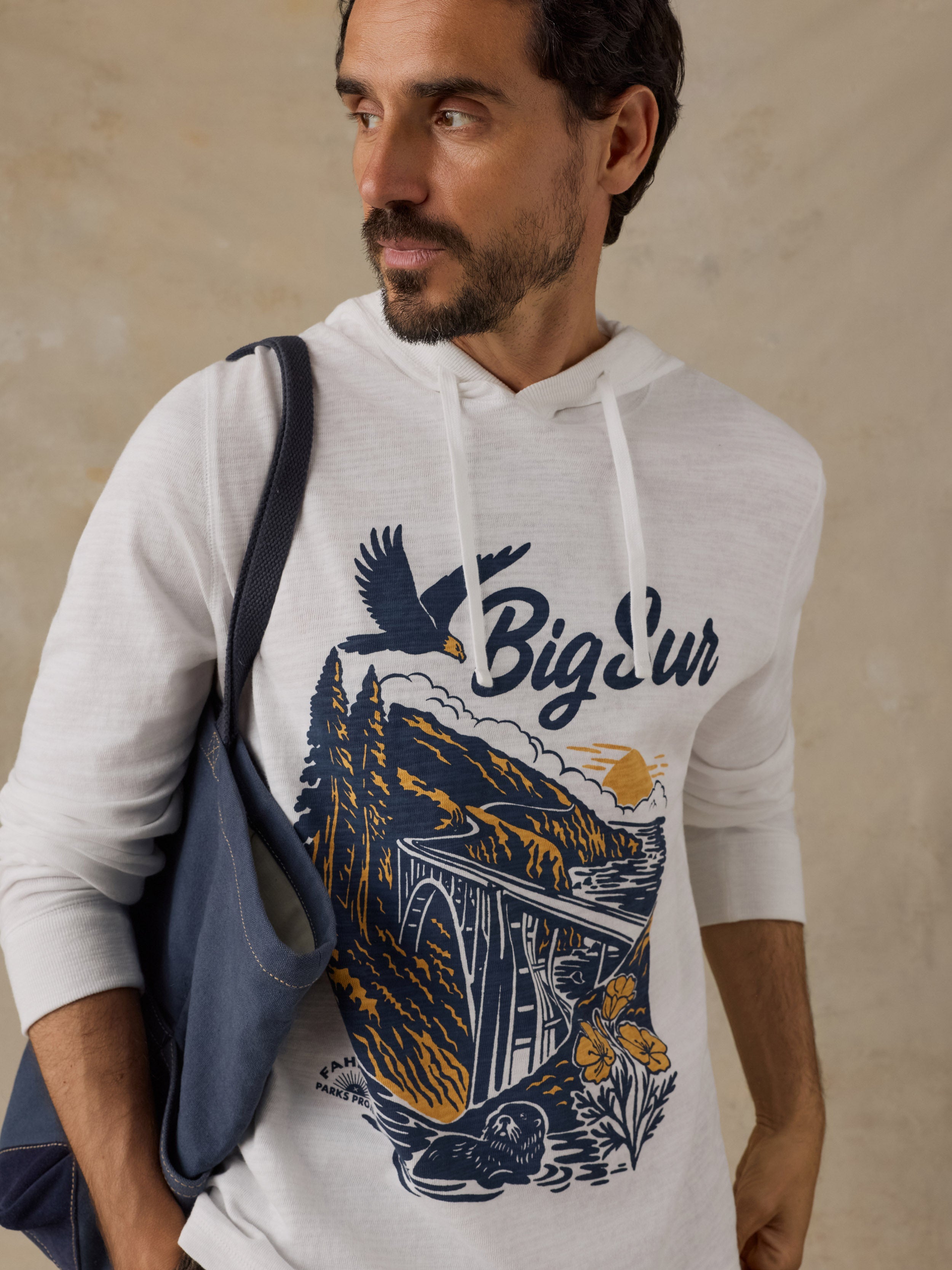 Faherty x Parks Project Big Sur Sunwashed Organic Hoodie - White