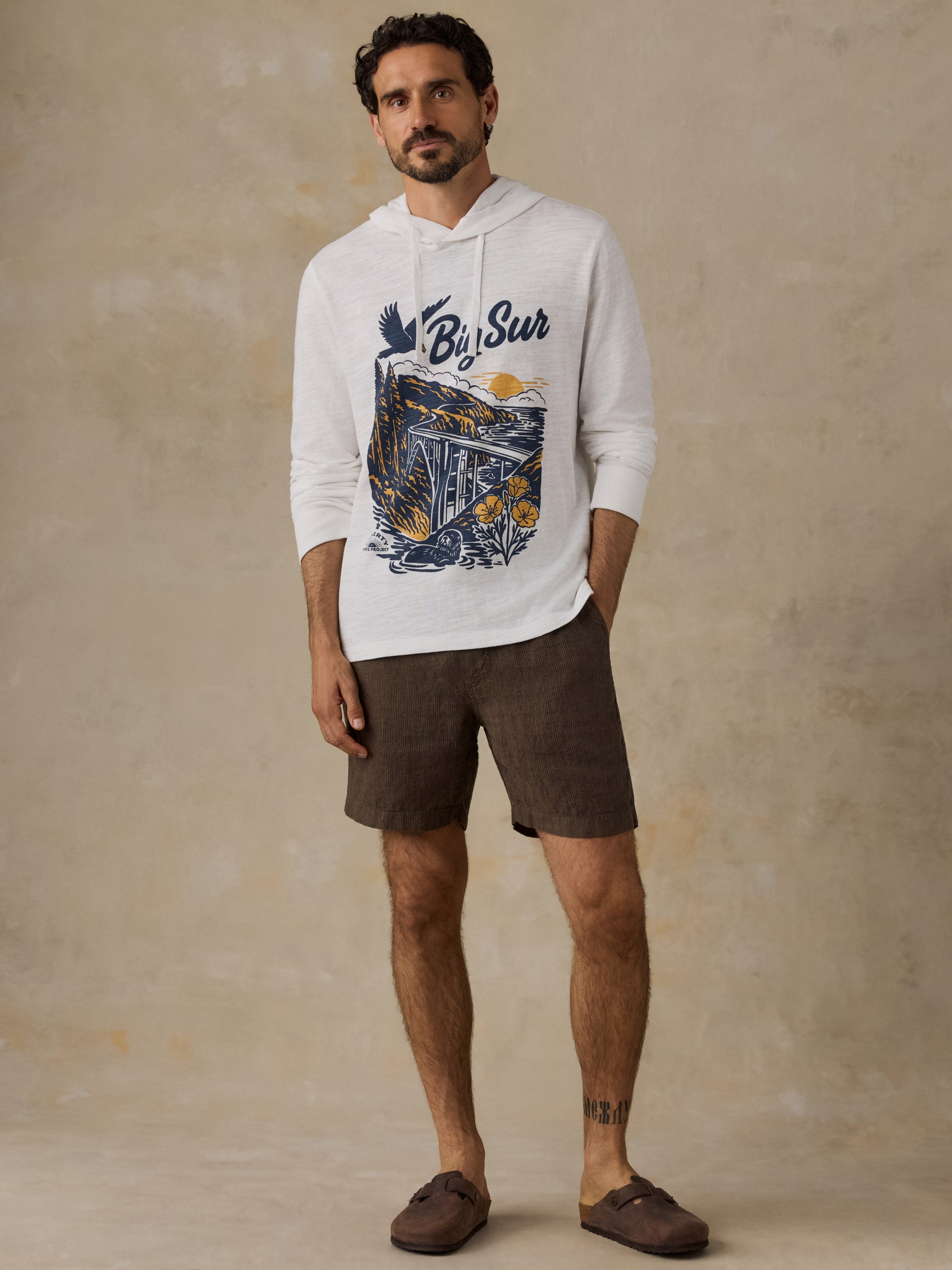 Faherty x Parks Project Big Sur Sunwashed Organic Hoodie - White