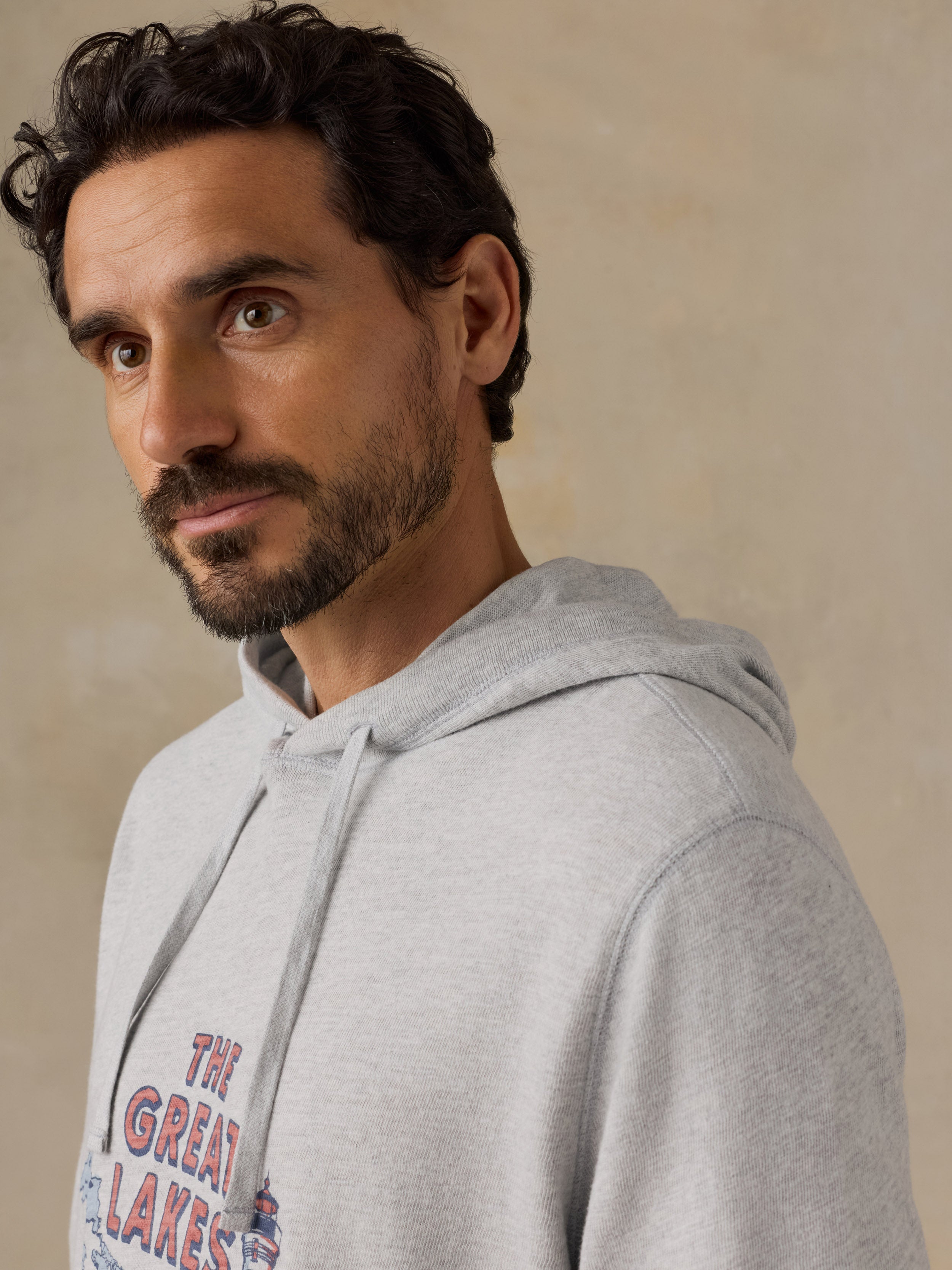 Faherty x Parks Project Great Lakes Sunwashed Organic Hoodie - Light Grey Heather