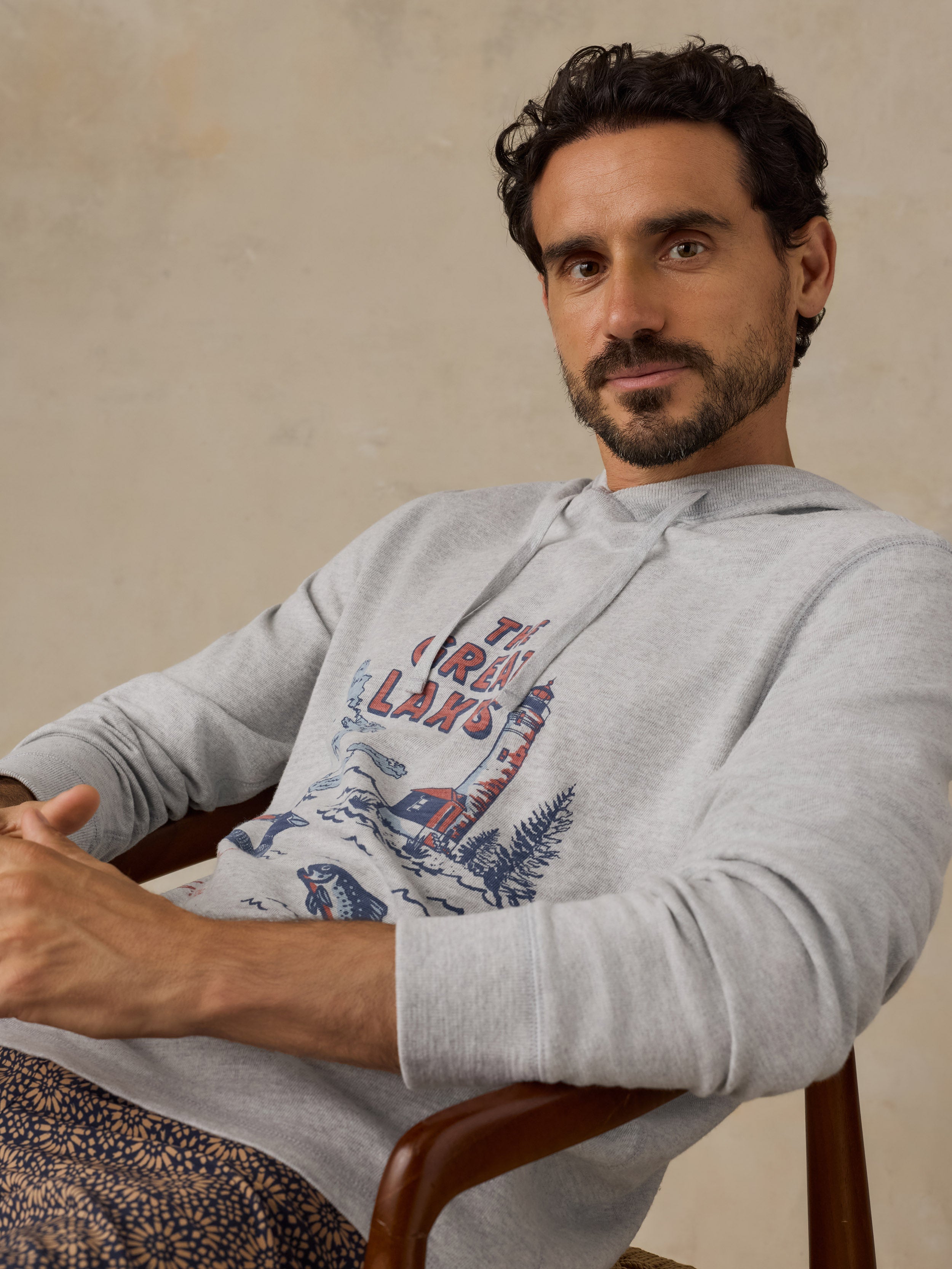 Faherty x Parks Project Great Lakes Sunwashed Organic Hoodie - Light Grey Heather