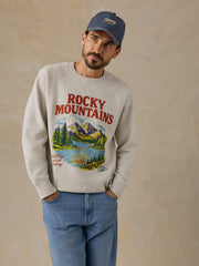 Faherty x Parks Project Rocky Mountains High Standard Fleece Crewneck - Antique Ivory Heather