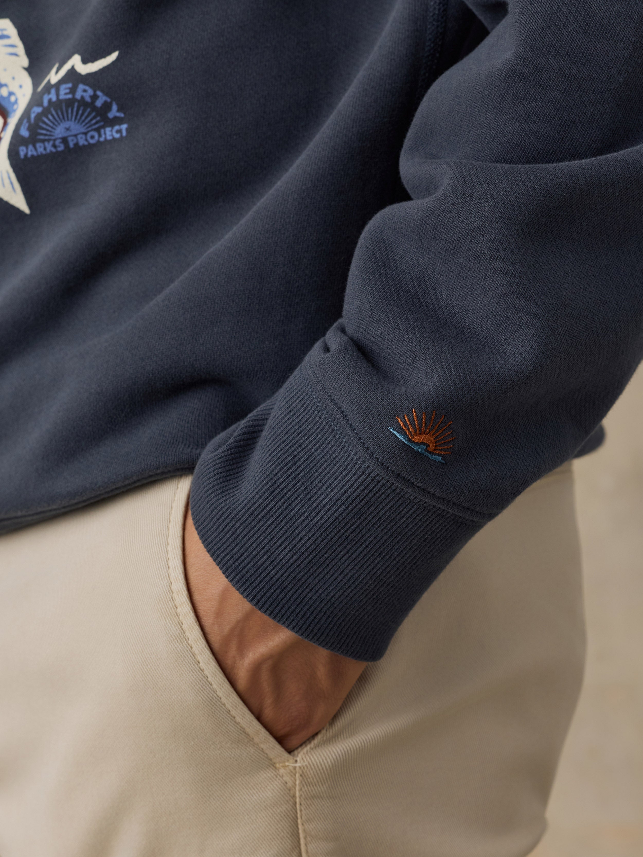 Faherty x Parks Project Great Lakes High Standard Fleece Crewneck - Blue Nights