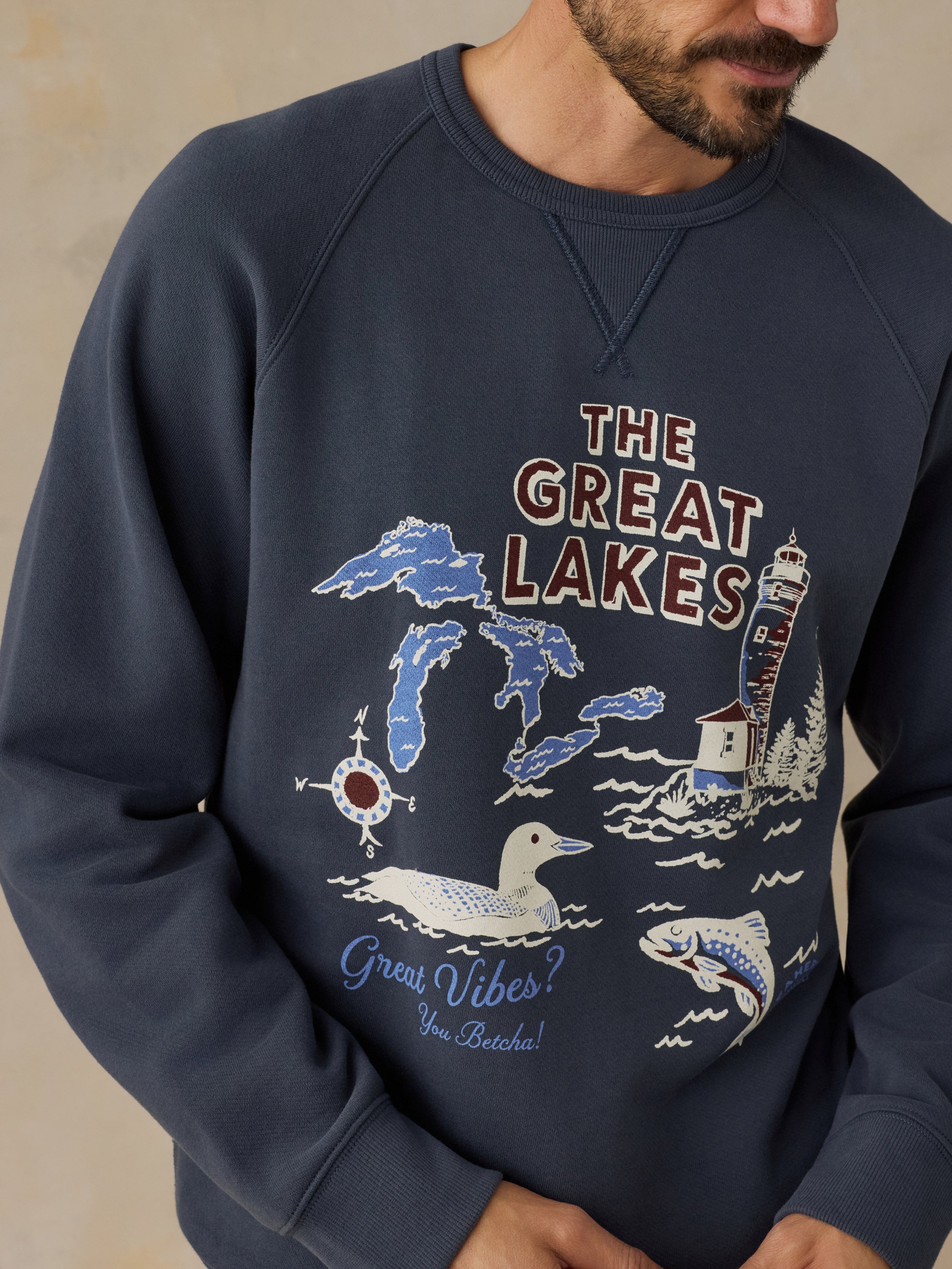 Faherty x Parks Project Great Lakes High Standard Fleece Crewneck - Blue Nights