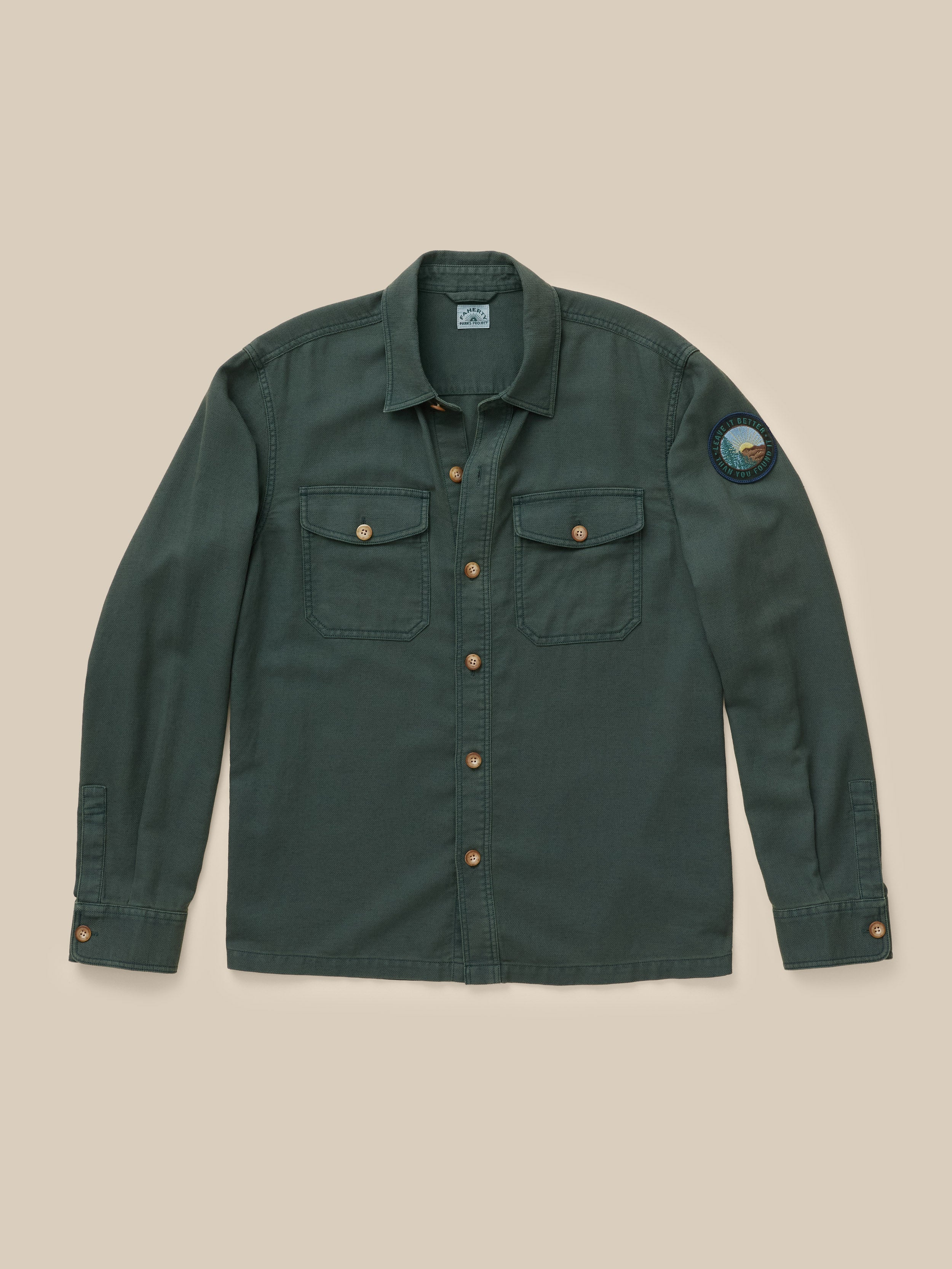 Faherty x Parks Project Tropic Surplus Shirt - Dark Pine