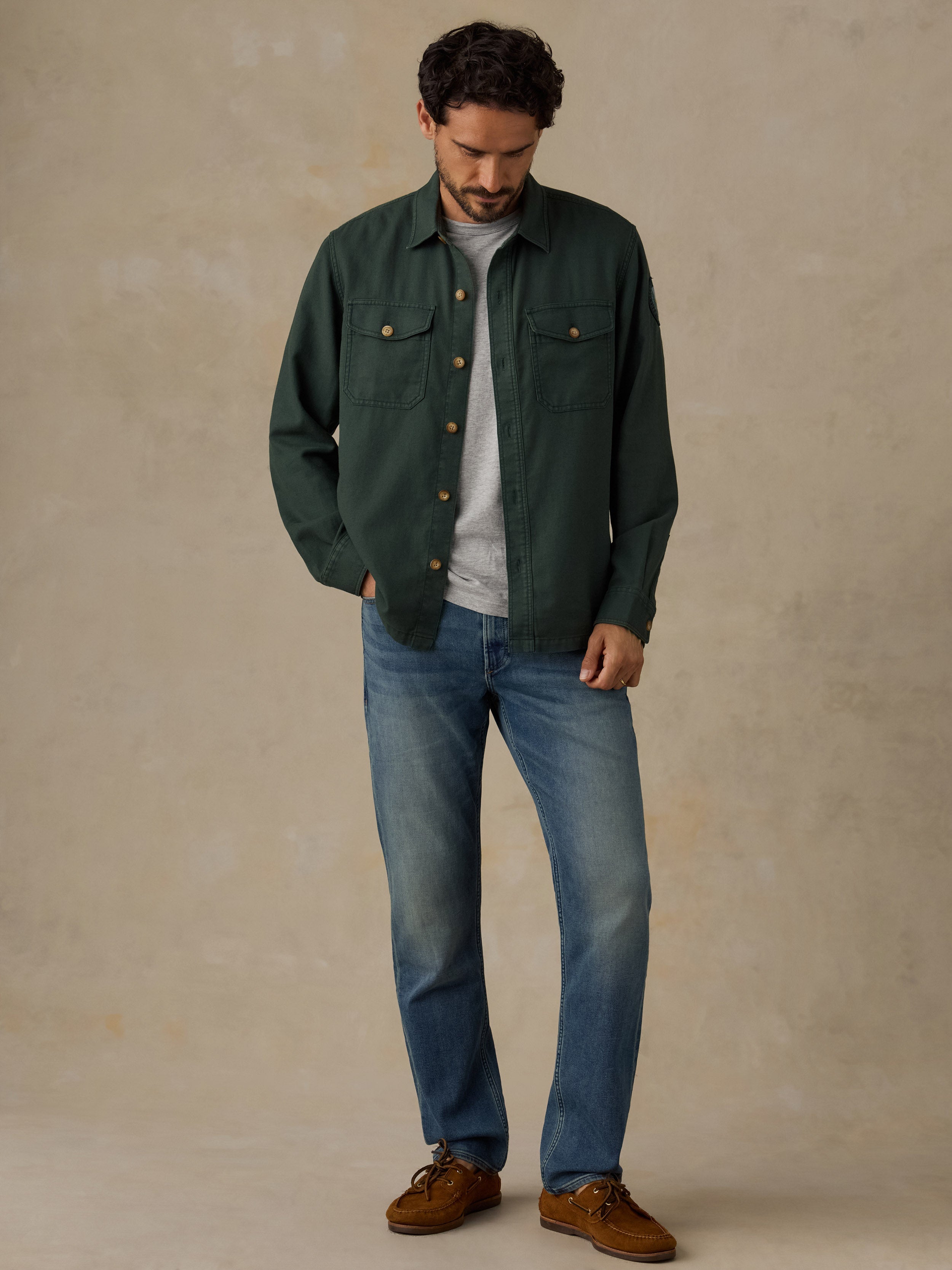 Faherty x Parks Project Tropic Surplus Shirt - Dark Pine