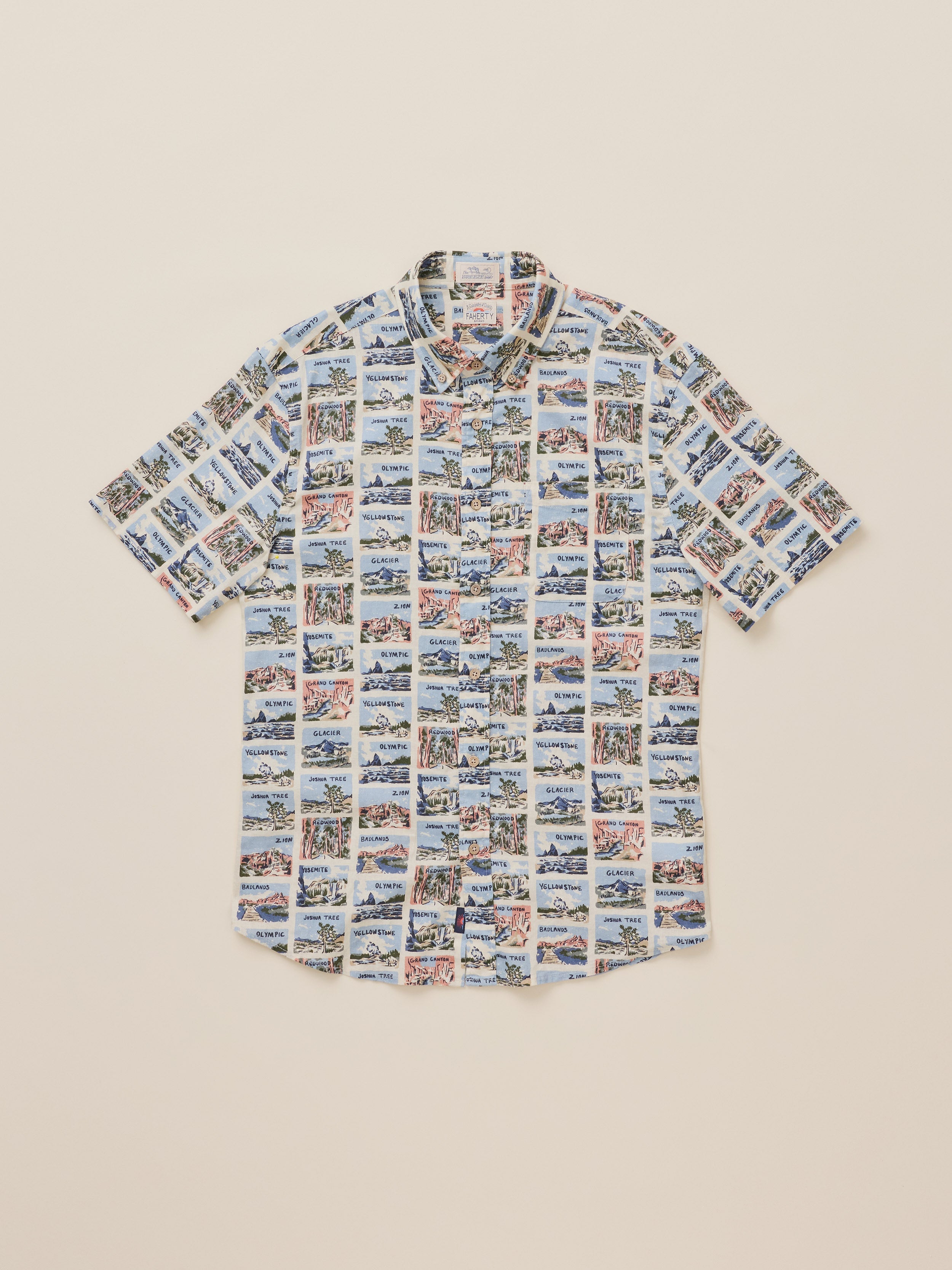Faherty x Parks Project Short-Sleeve Breeze Shirt - Sand Parks Tile