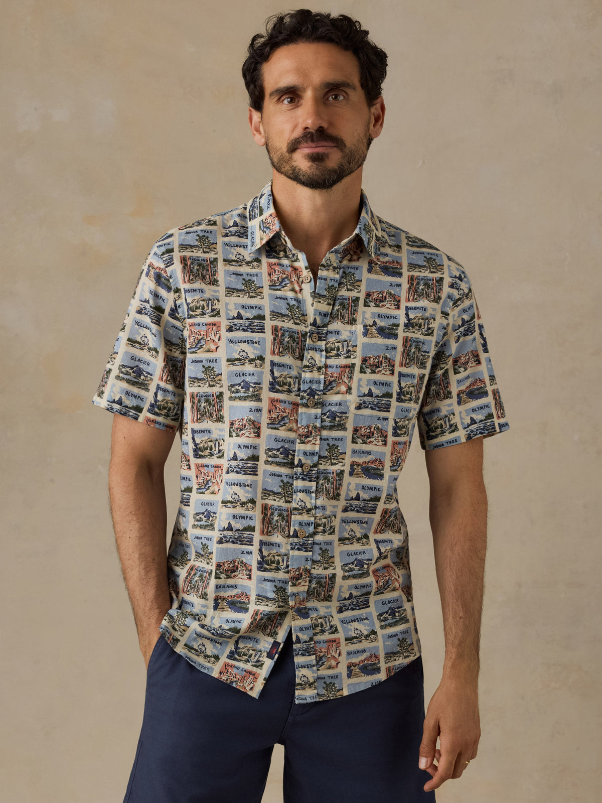Faherty x Parks Project Short-Sleeve Breeze Shirt - Sand Parks Tile
