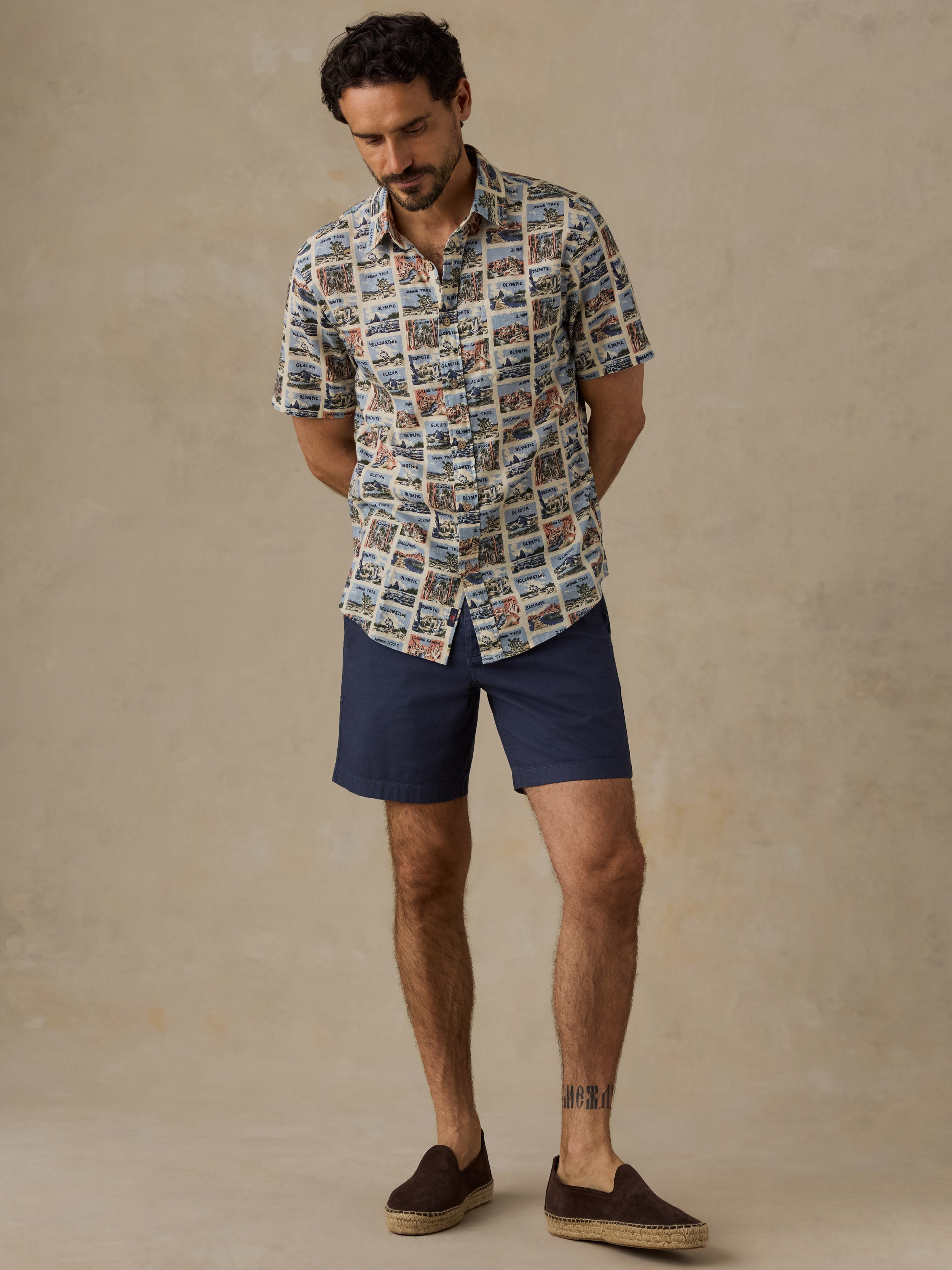 Faherty x Parks Project Short-Sleeve Breeze Shirt - Sand Parks Tile