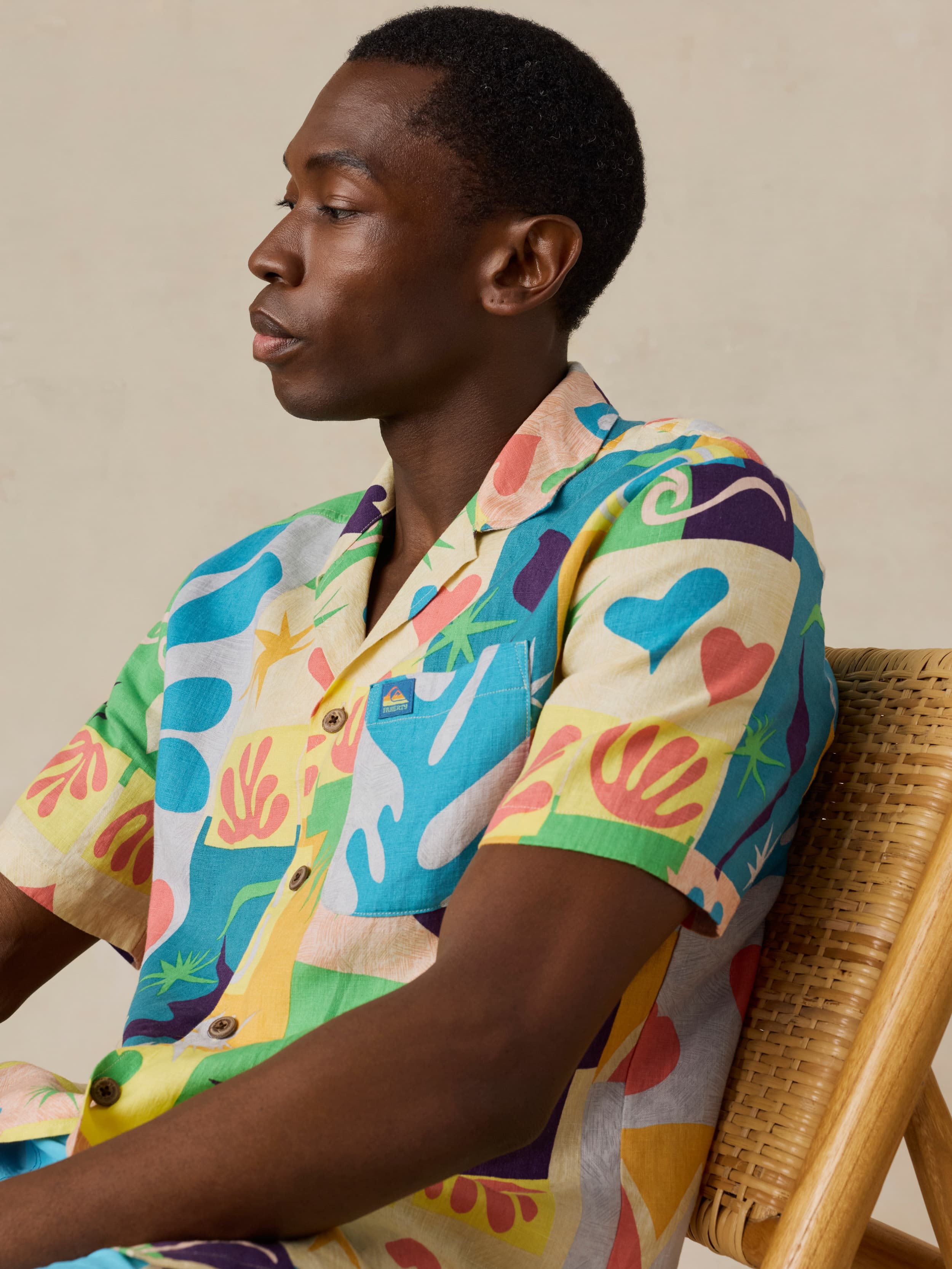 Faherty x Quiksilver Short-Sleeve Camp Shirt - Sunshine Coast Tile