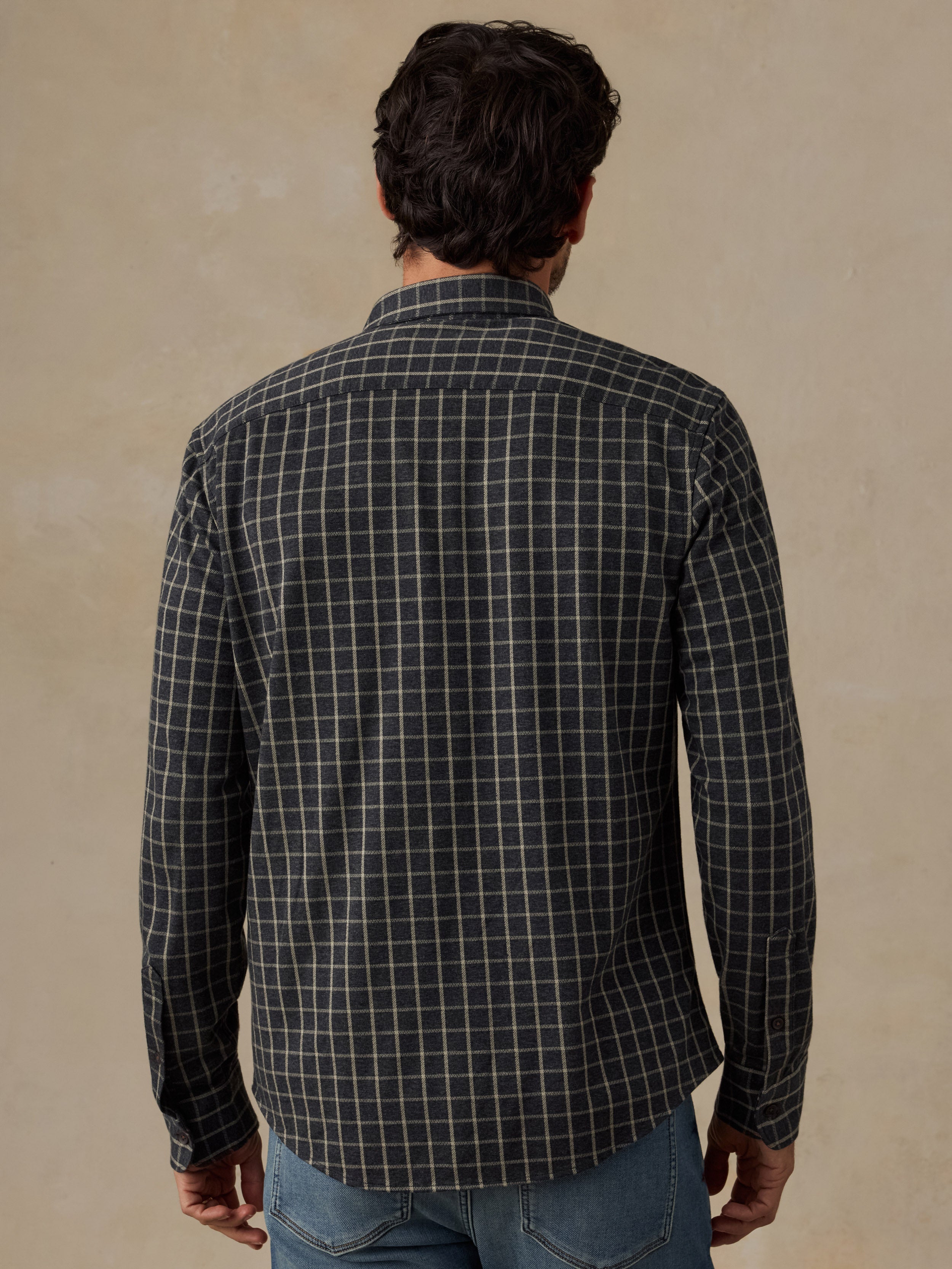 Coastline Knit Shirt - Charcoal Sage Check