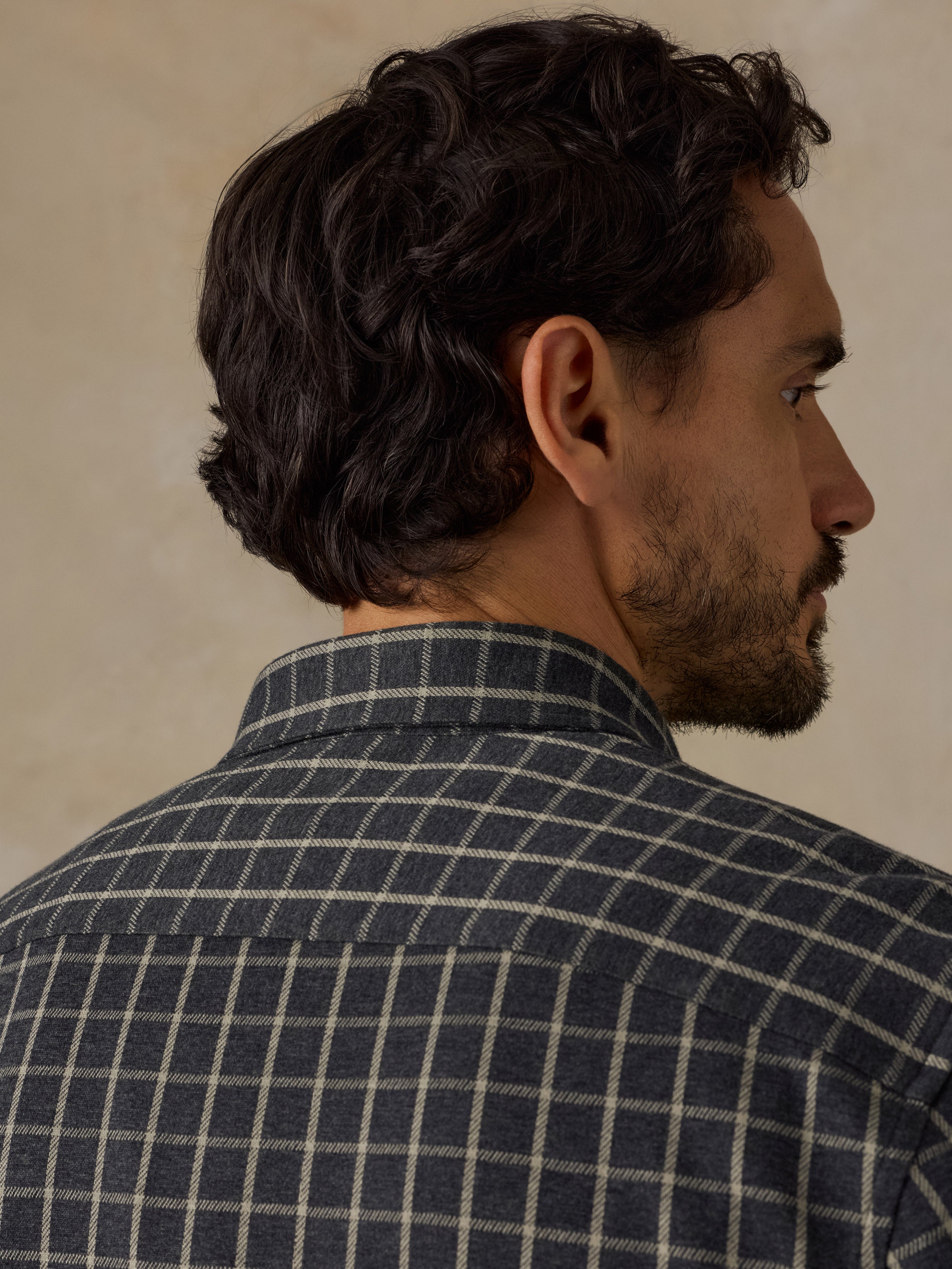 Coastline Knit Shirt - Charcoal Sage Check