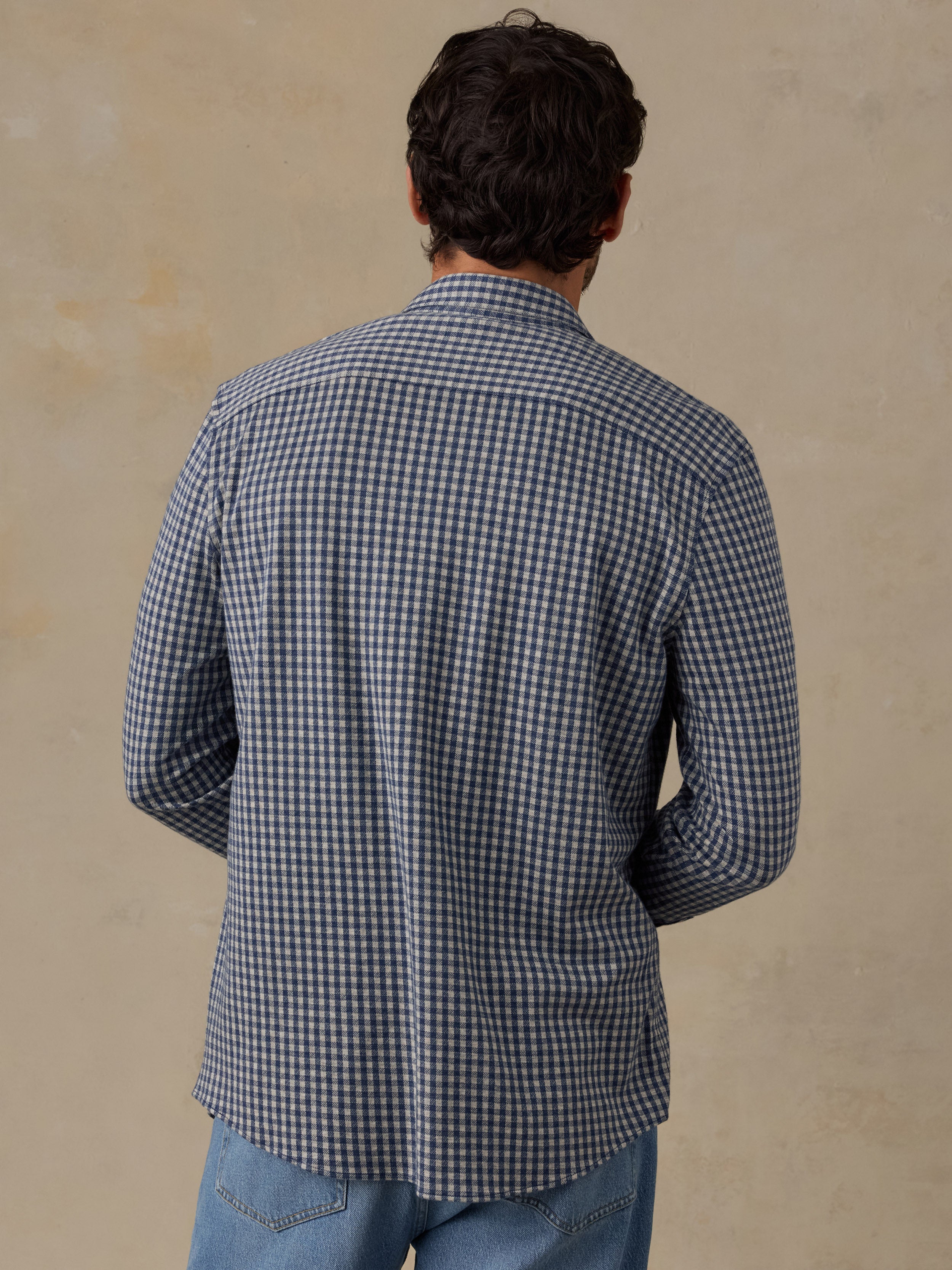 Coastline Knit Shirt - Blue Grey Gingham