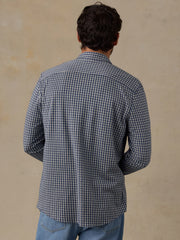 Coastline Knit Shirt - Blue Grey Gingham