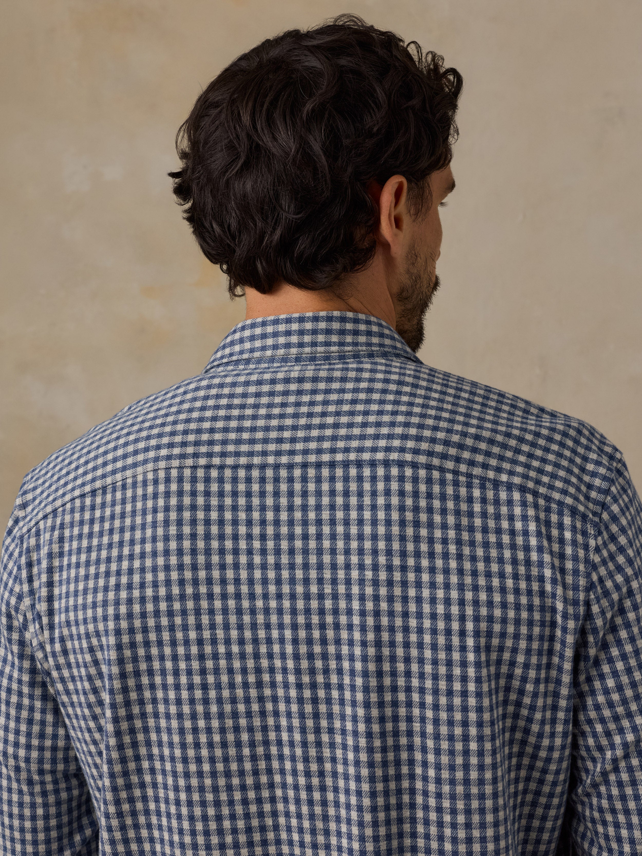 Coastline Knit Shirt - Blue Grey Gingham