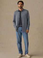 Coastline Knit Shirt - Blue Grey Gingham