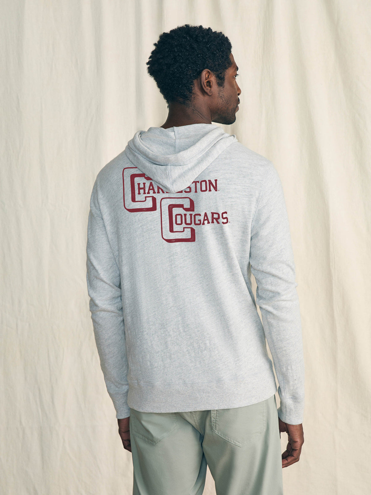 College of Charleston Sunwashed Slub Hoodie - Light Heather Grey