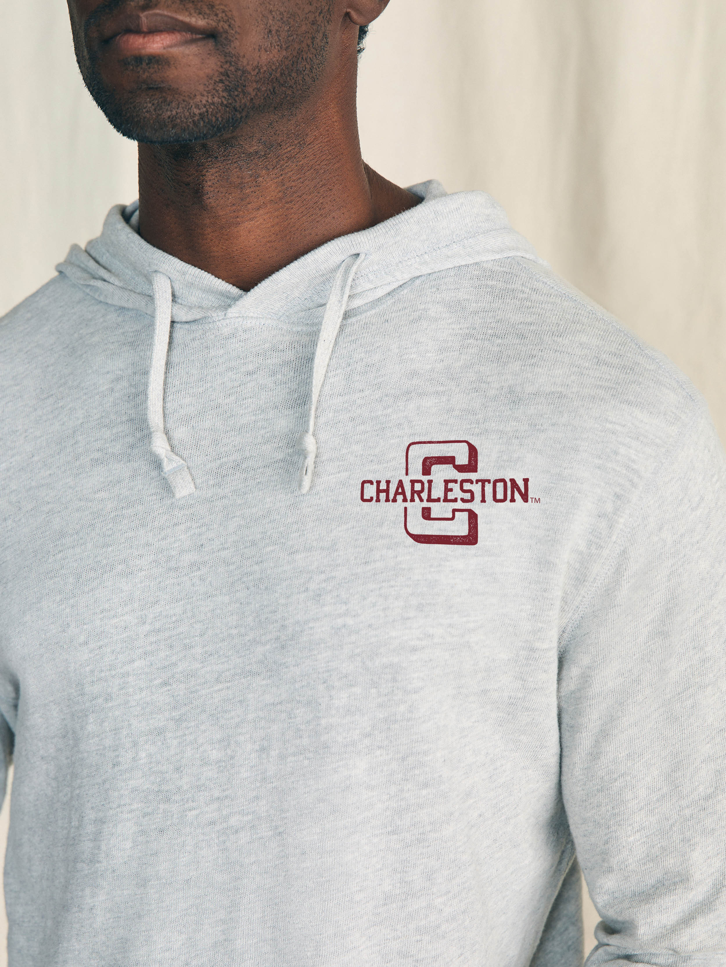 College of Charleston Sunwashed Slub Hoodie - Light Heather Grey