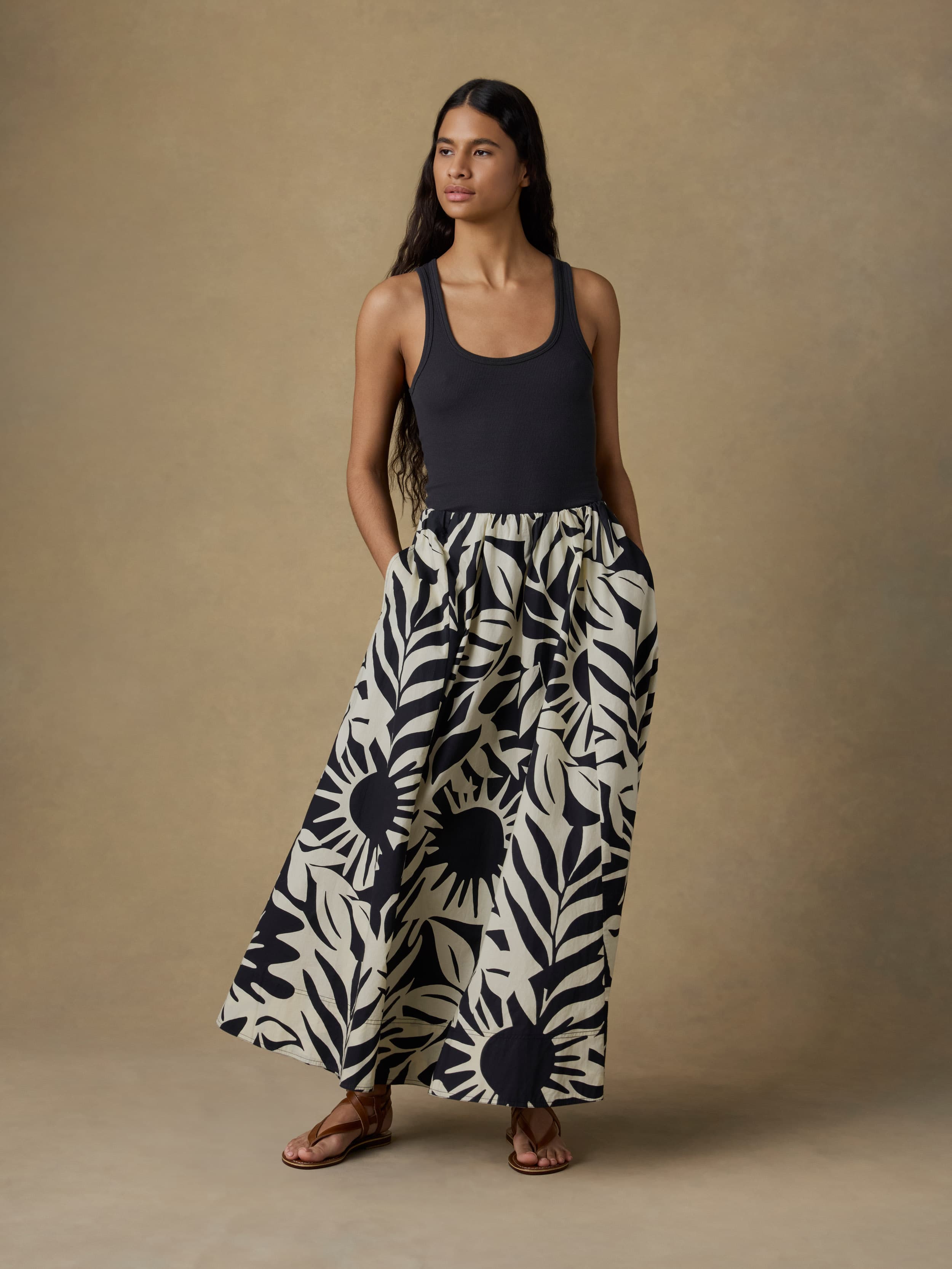 Coastal Poplin Nera Skirt - Garden Sonata
