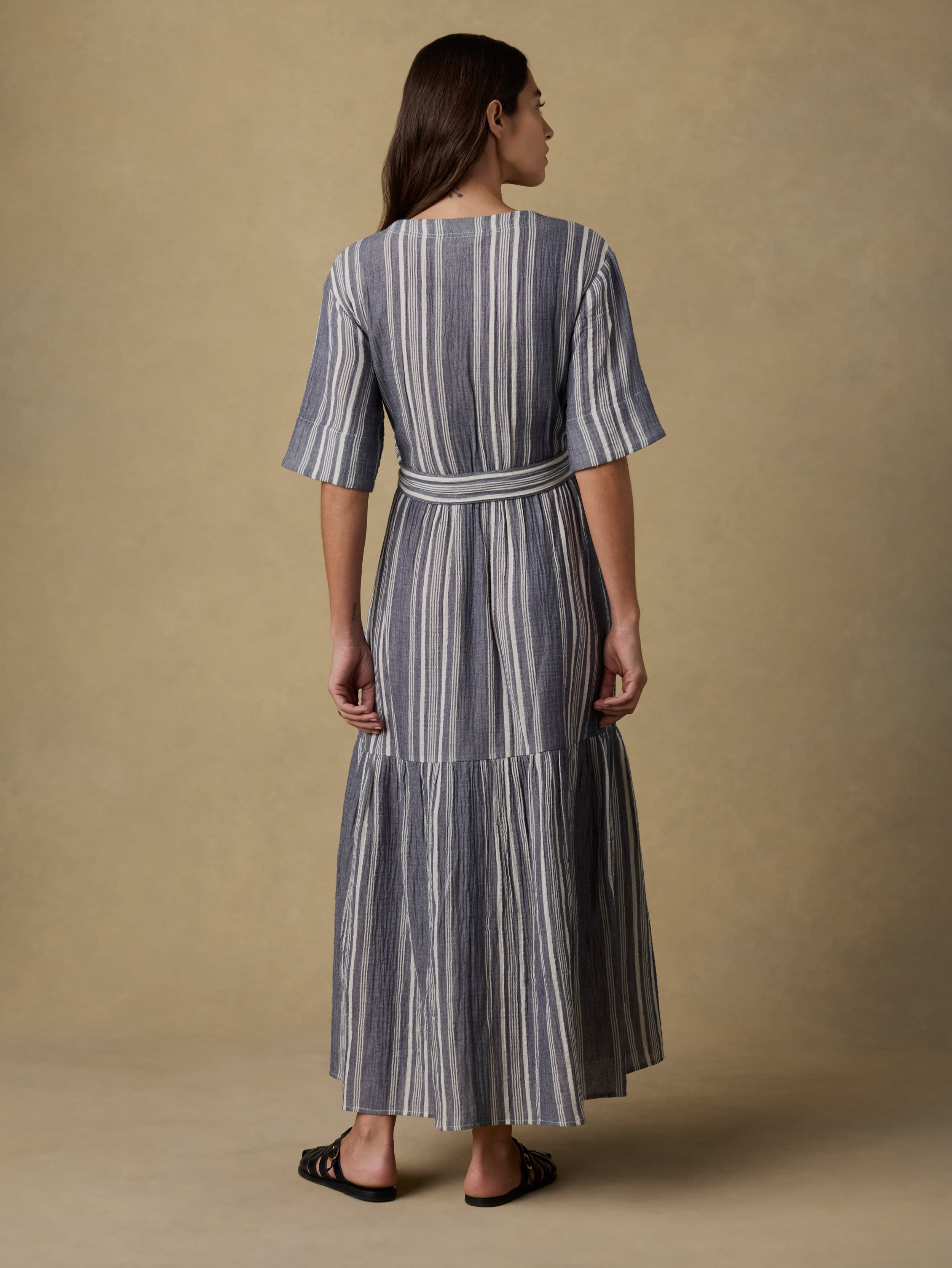 Dune Cotton Gauze Marina Dress - Sea Breeze Stripe