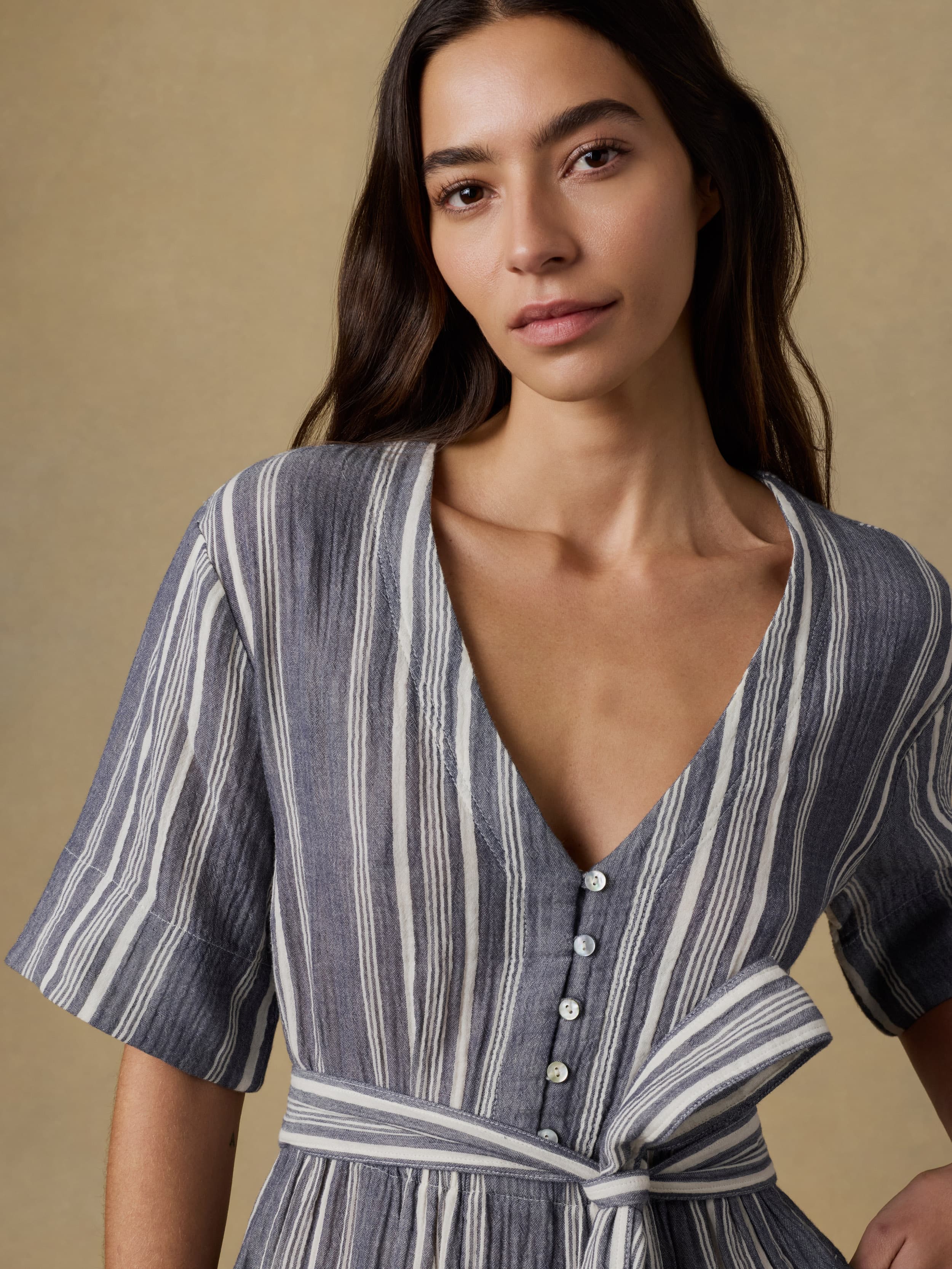 Dune Cotton Gauze Marina Dress - Sea Breeze Stripe