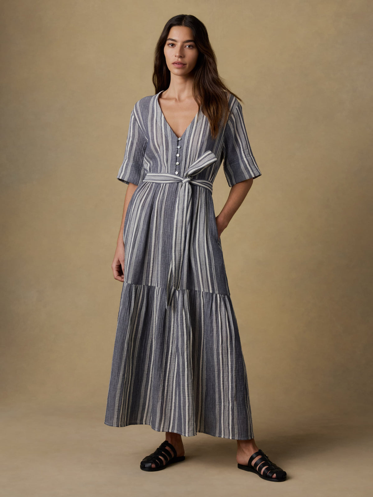 Dune Cotton Gauze Marina Dress - Sea Breeze Stripe