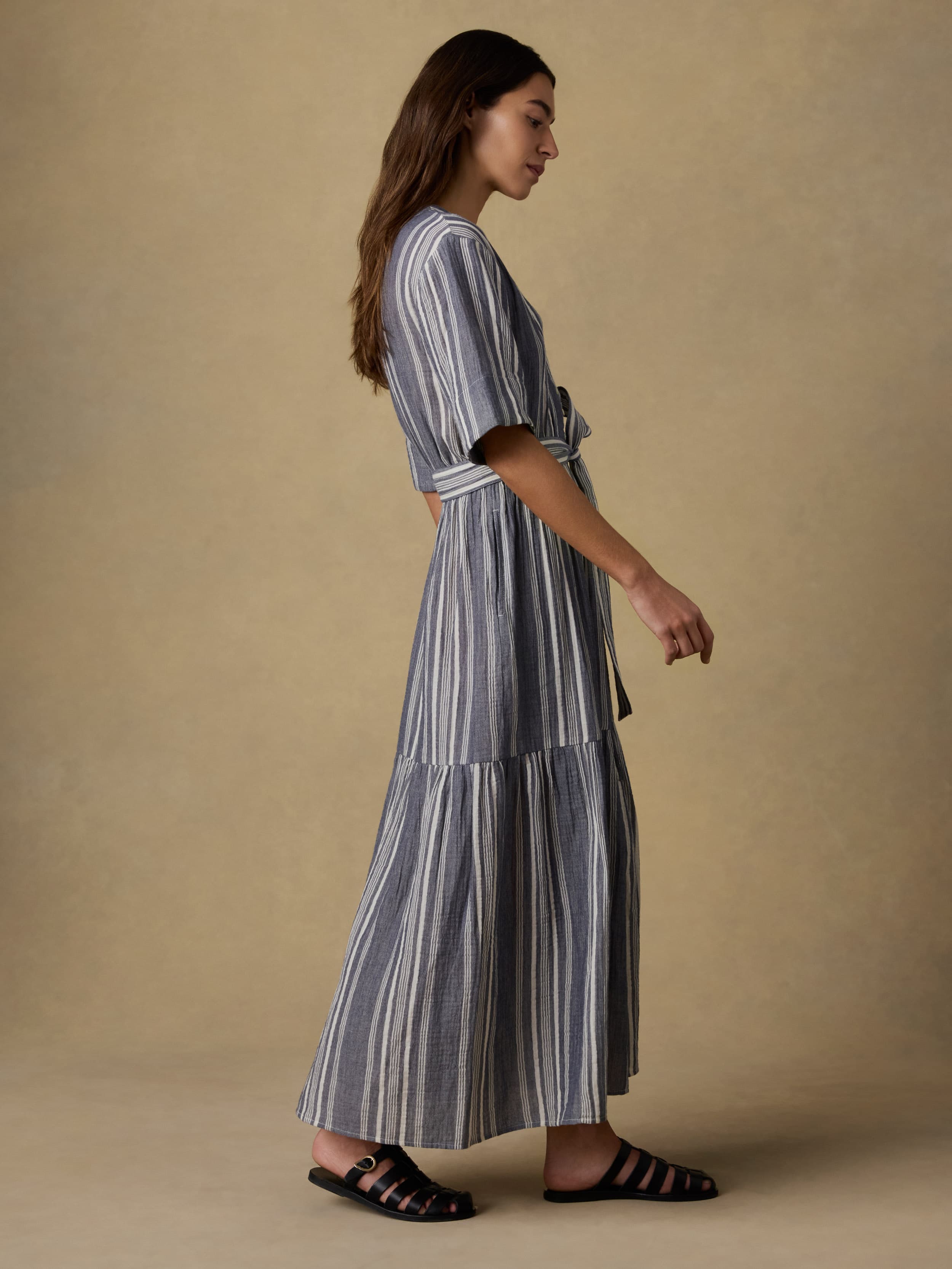 Dune Cotton Gauze Marina Dress - Sea Breeze Stripe