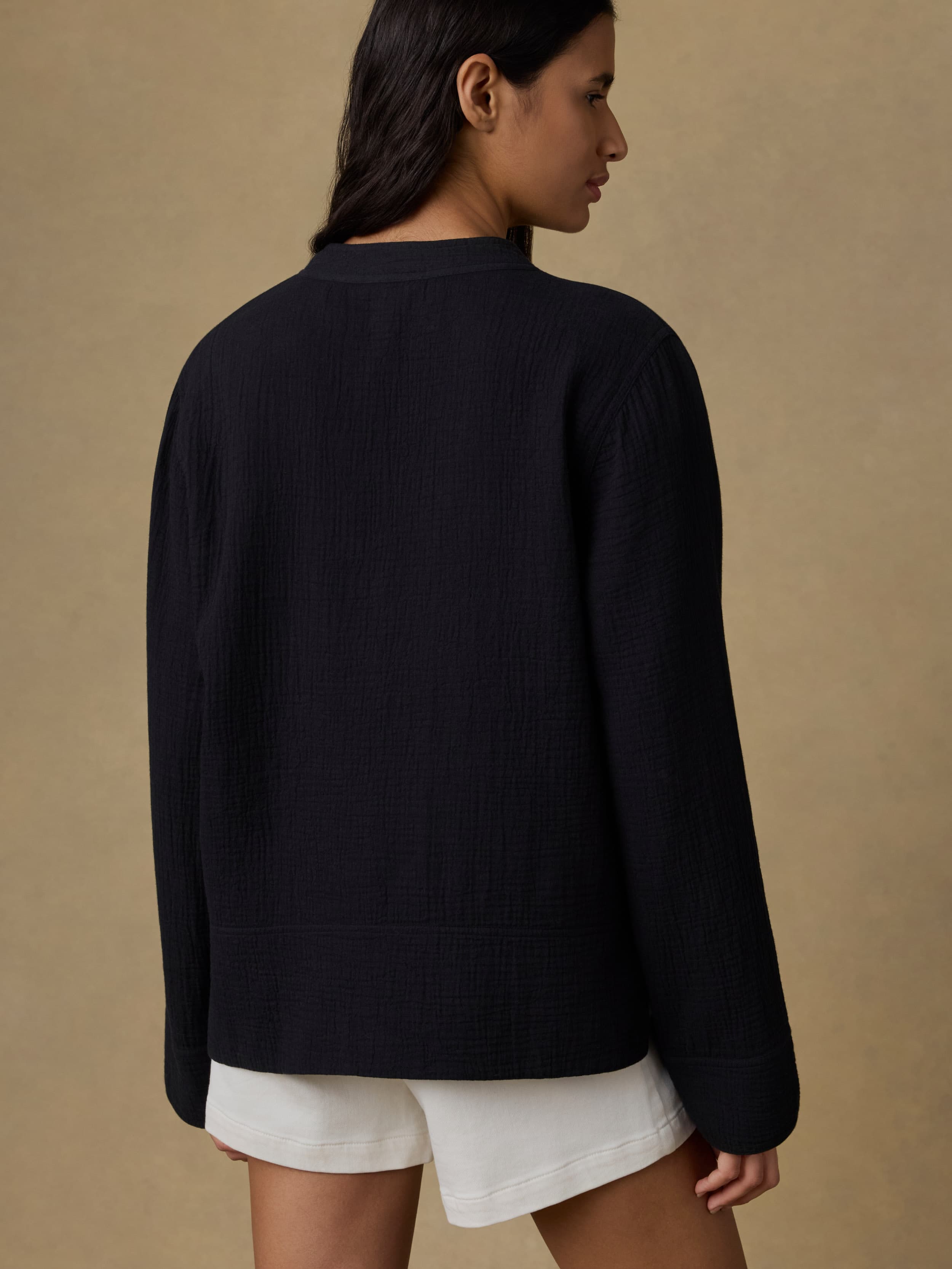Dune Cotton Gauze Harbor Top - Black