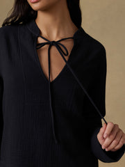 Dune Cotton Gauze Harbor Top - Black