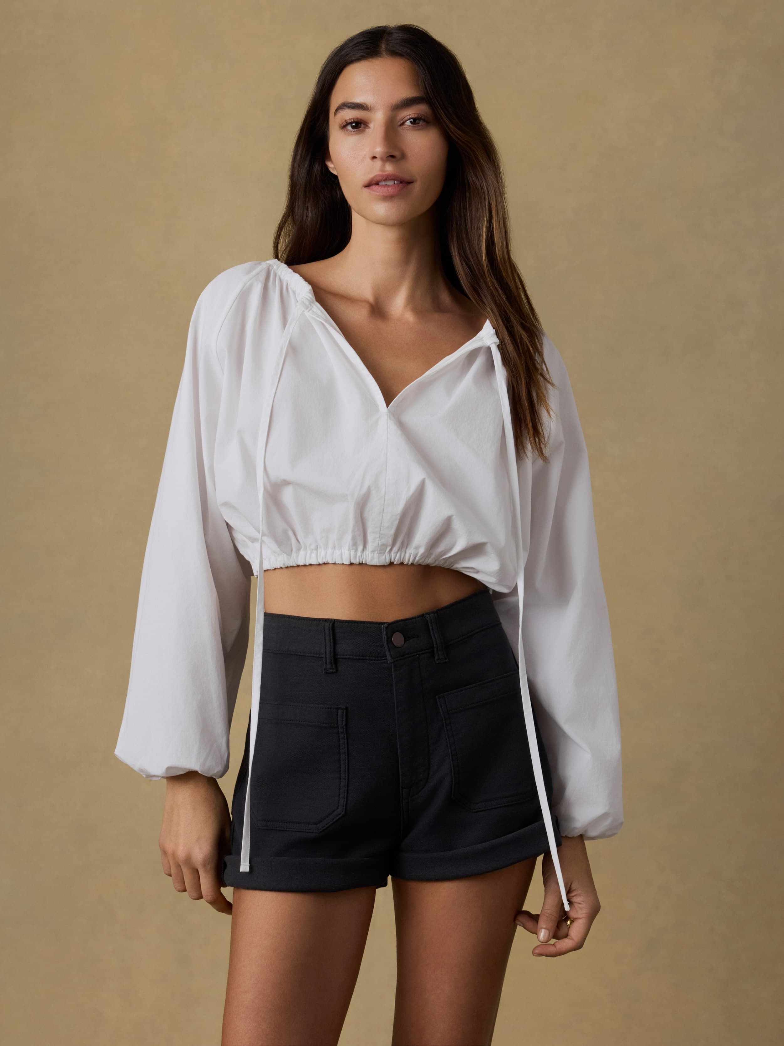 Coastal Poplin Nera Top - White