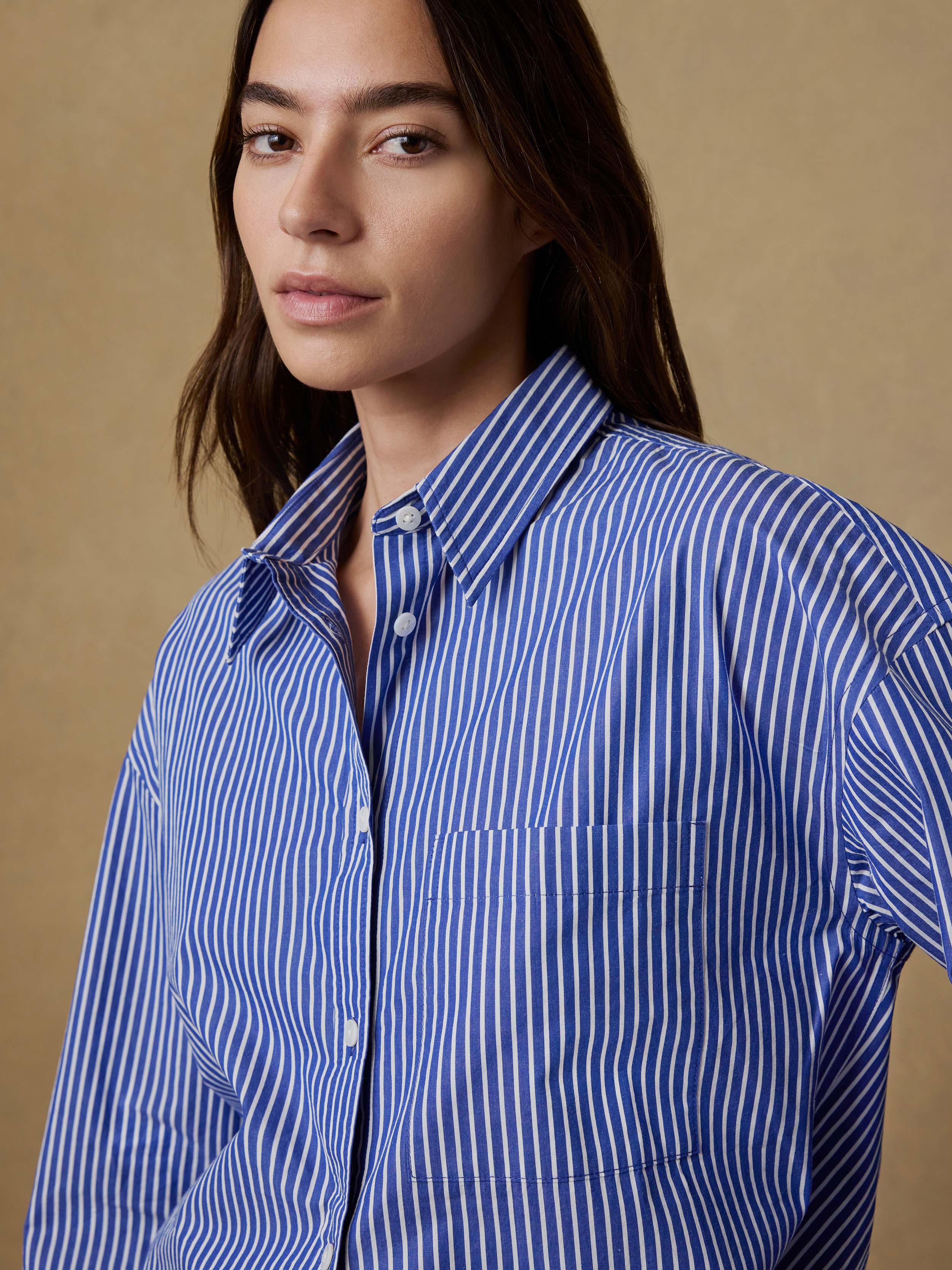 Coastal Poplin Relaxed Shirt - Endless Coast Stripe
