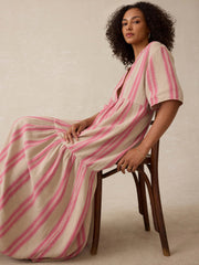 Dune Cotton Gauze Wesley Dress - Cocoa Reef Stripe