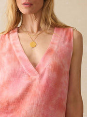 Dune Cotton Gauze Sleevless Popover - Coral Skies Tie Dye