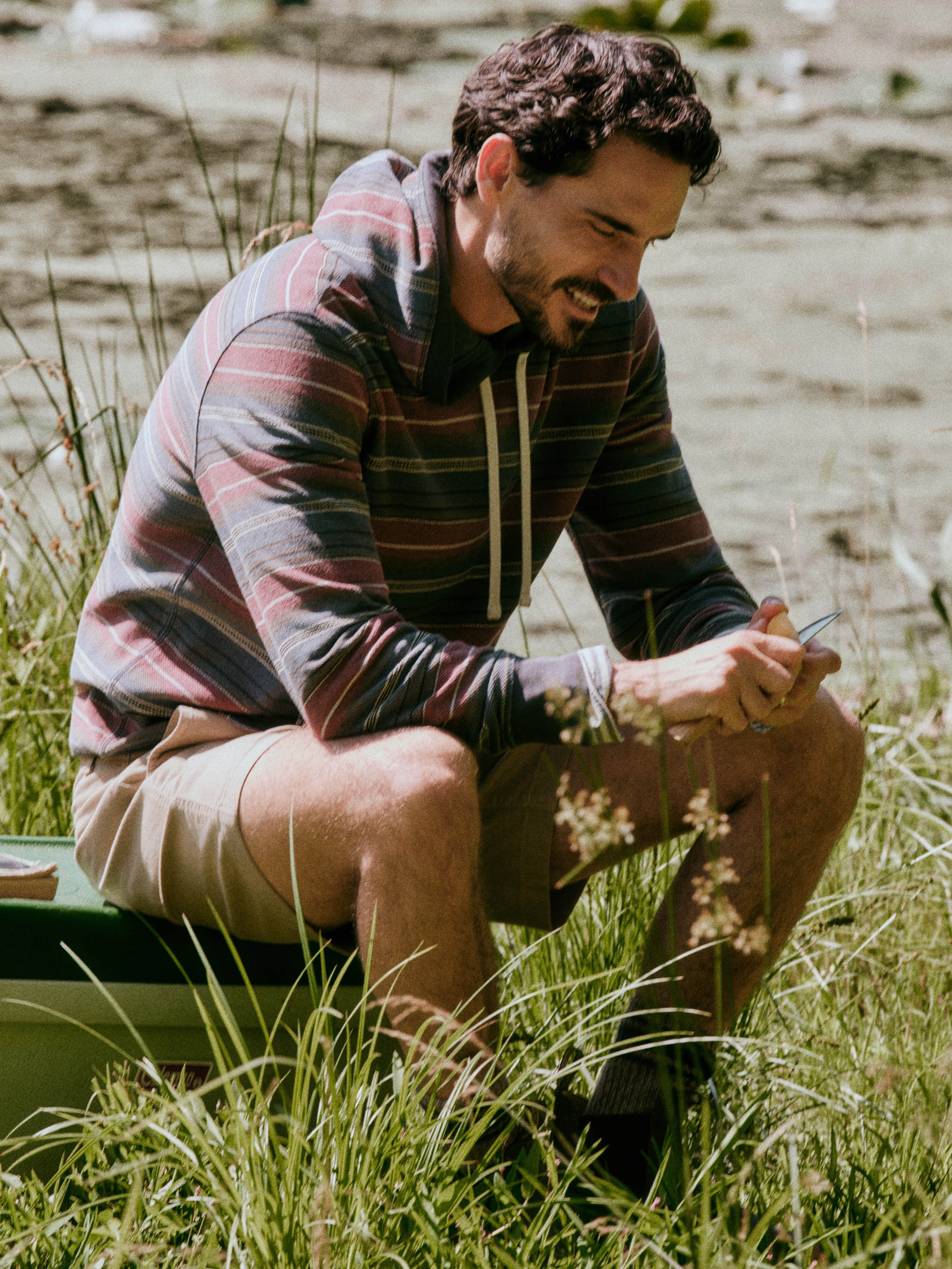 Byron Bay Hoodie - Nighttime Cherry Stripe