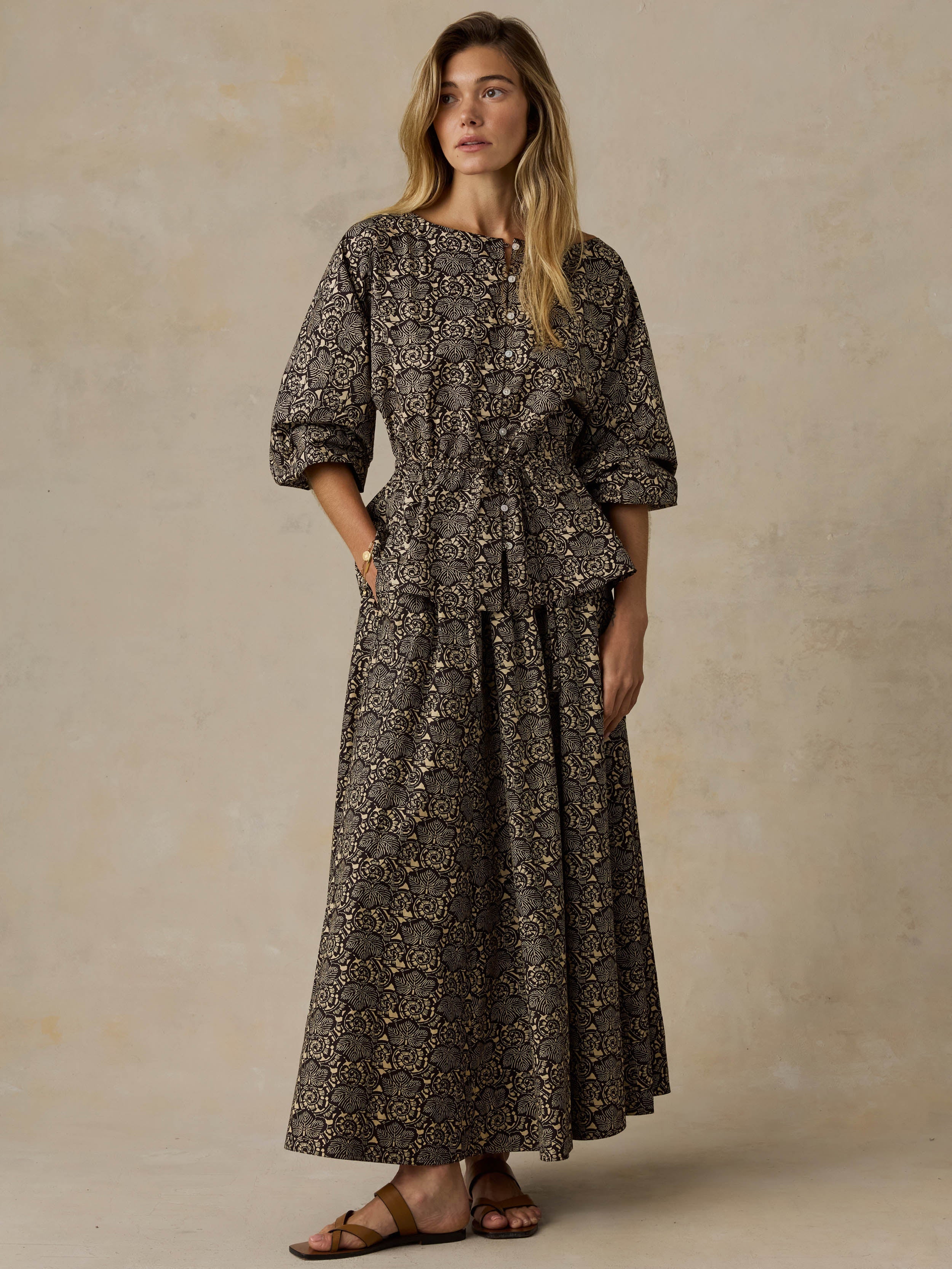 Coastal Poplin Nera Skirt - Night Bloom
