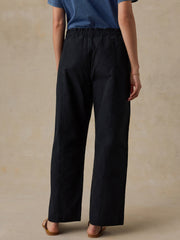Cotton Twill Drawstring Pant - Black