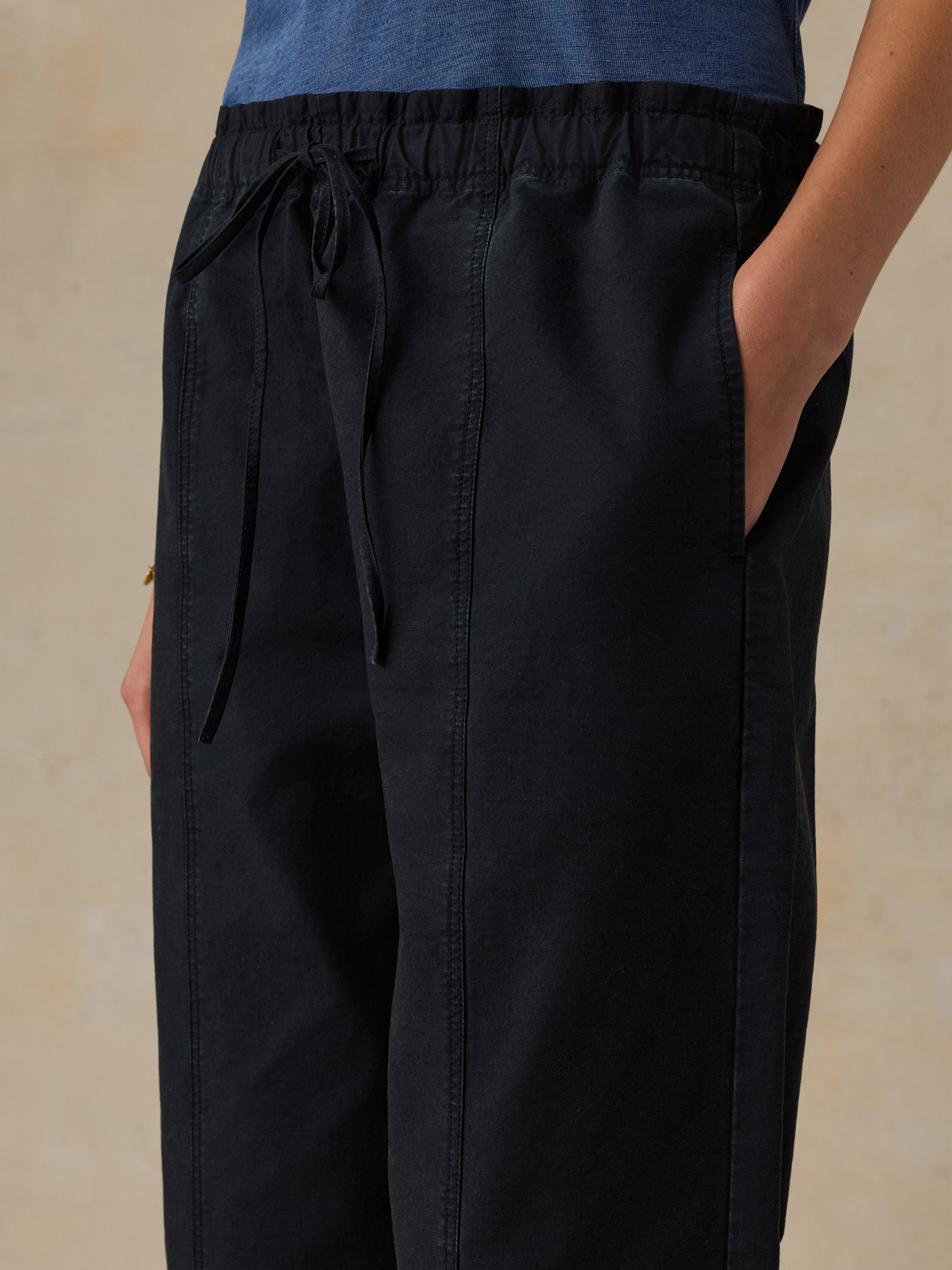 Cotton Twill Drawstring Pant - Black