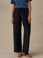 Cotton Twill Drawstring Pant - Black