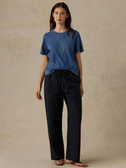 Cotton Twill Drawstring Pant - Black