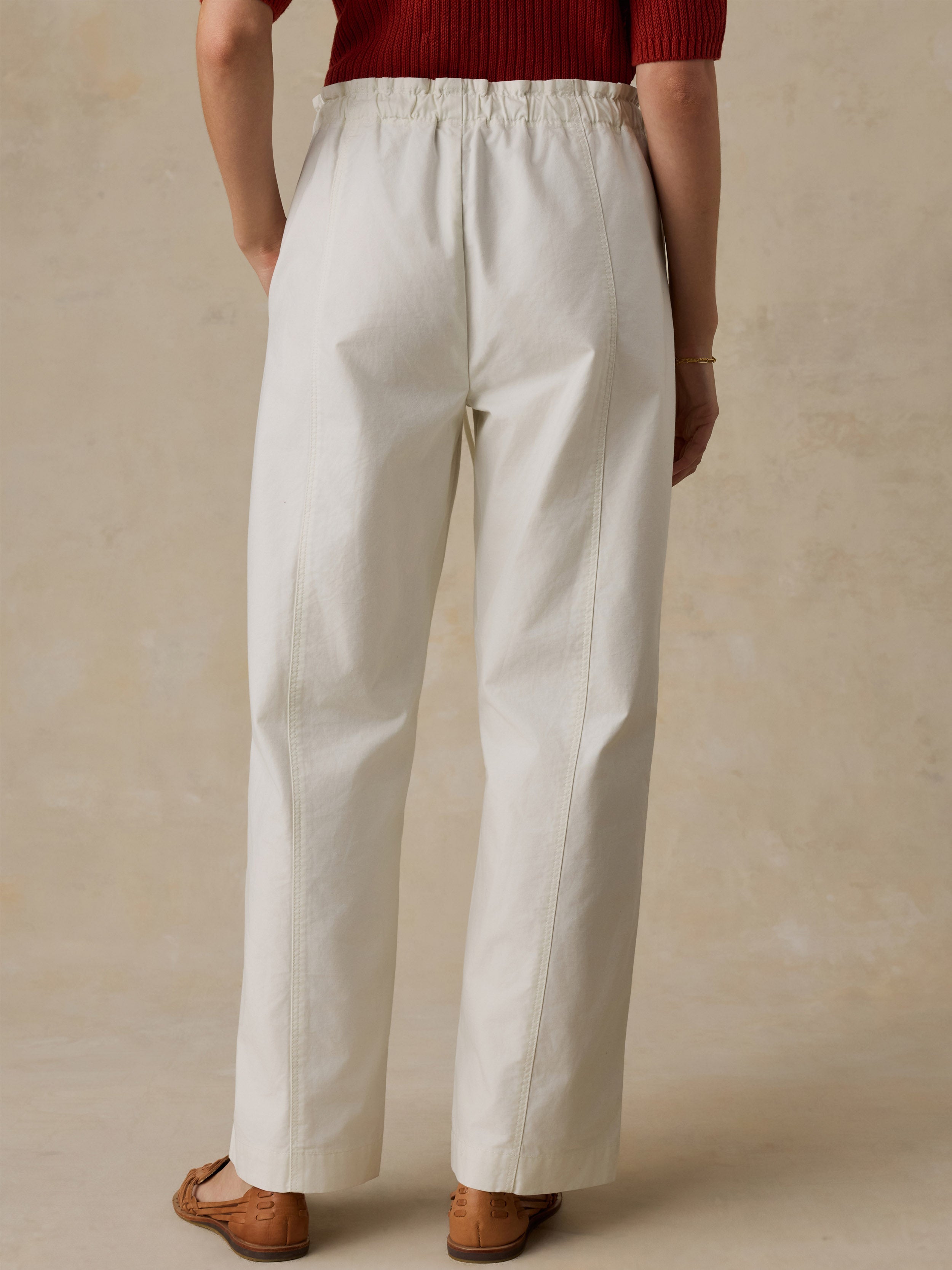 Cotton Twill Drawstring Pant - Egret