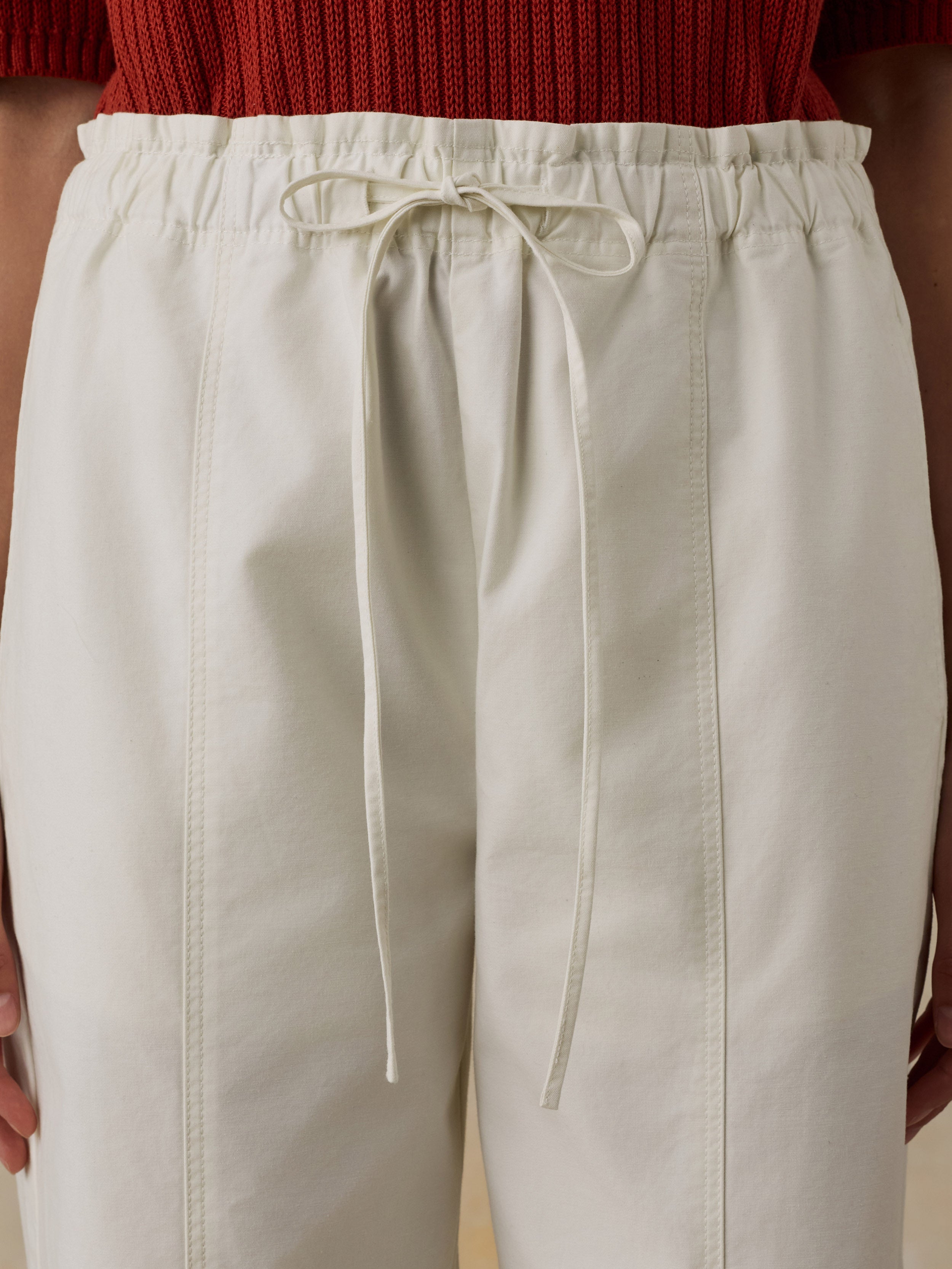 Cotton Twill Drawstring Pant - Egret