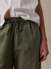 Cotton Twill Drawstring Pant - Olive