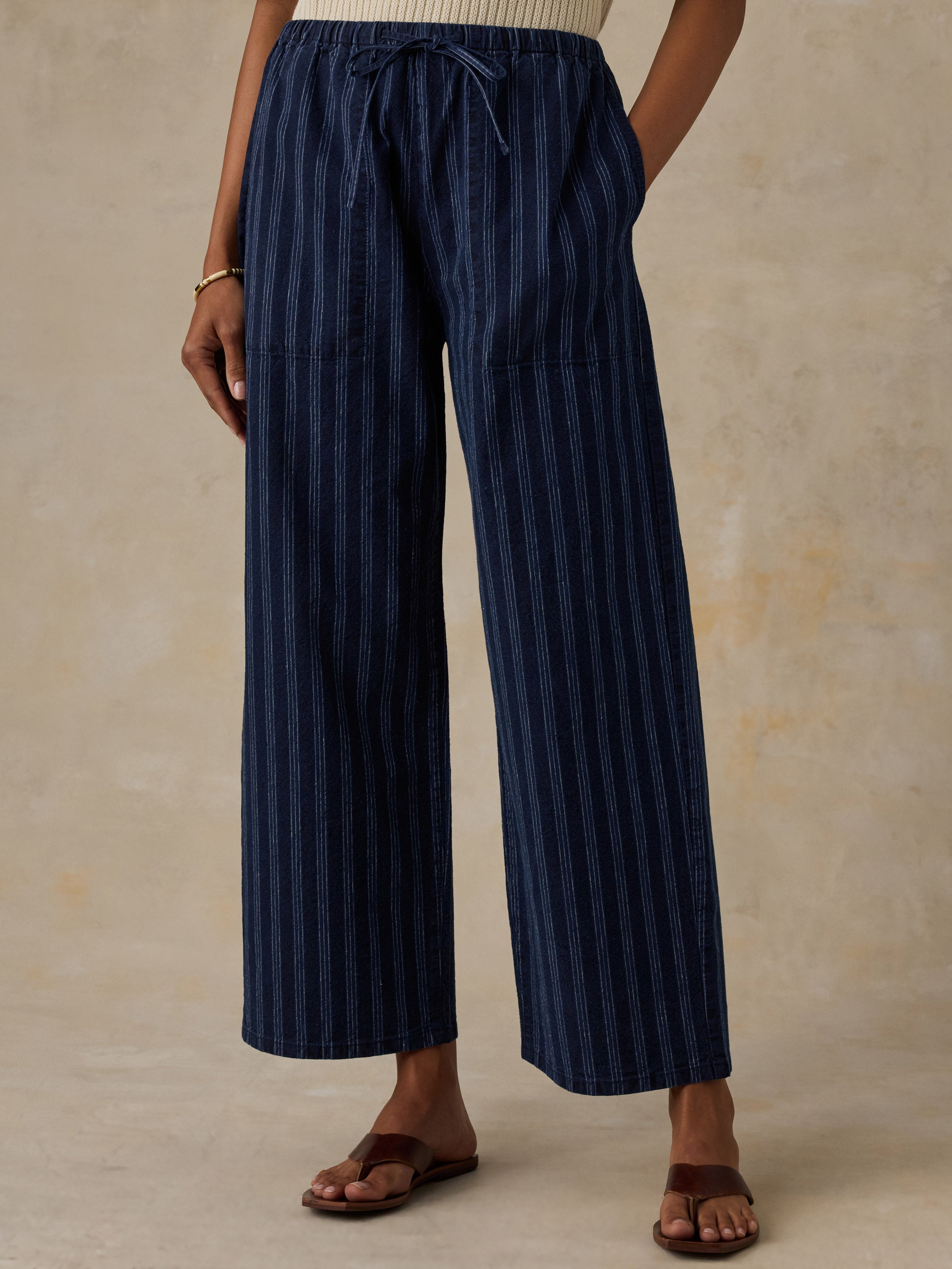 Cotton Hemp Utility Pant - Indigo Wharf Stripe
