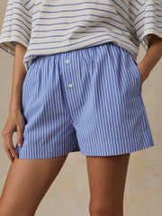 Coastal Poplin Boxer Short - Deepwater Stripe
