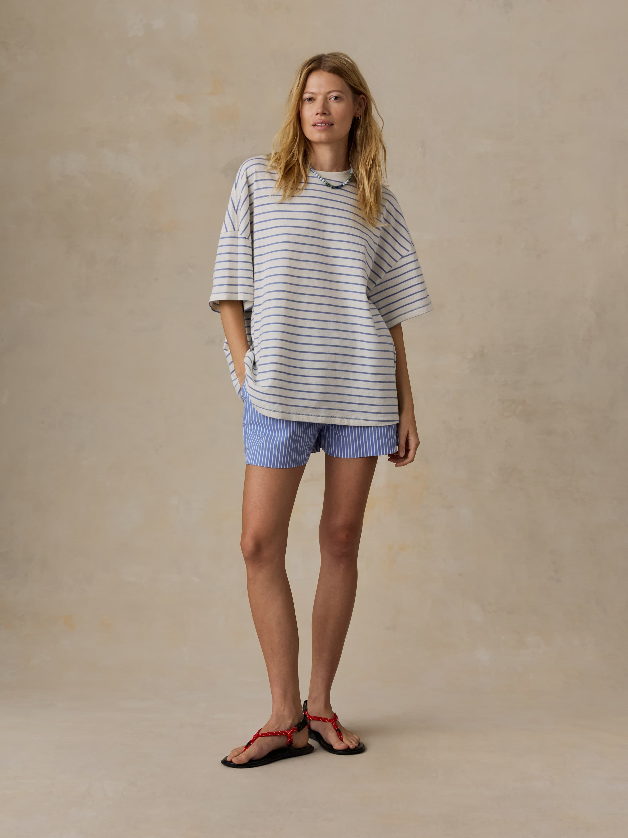 Coastal Poplin Boxer Short - Deepwater Stripe