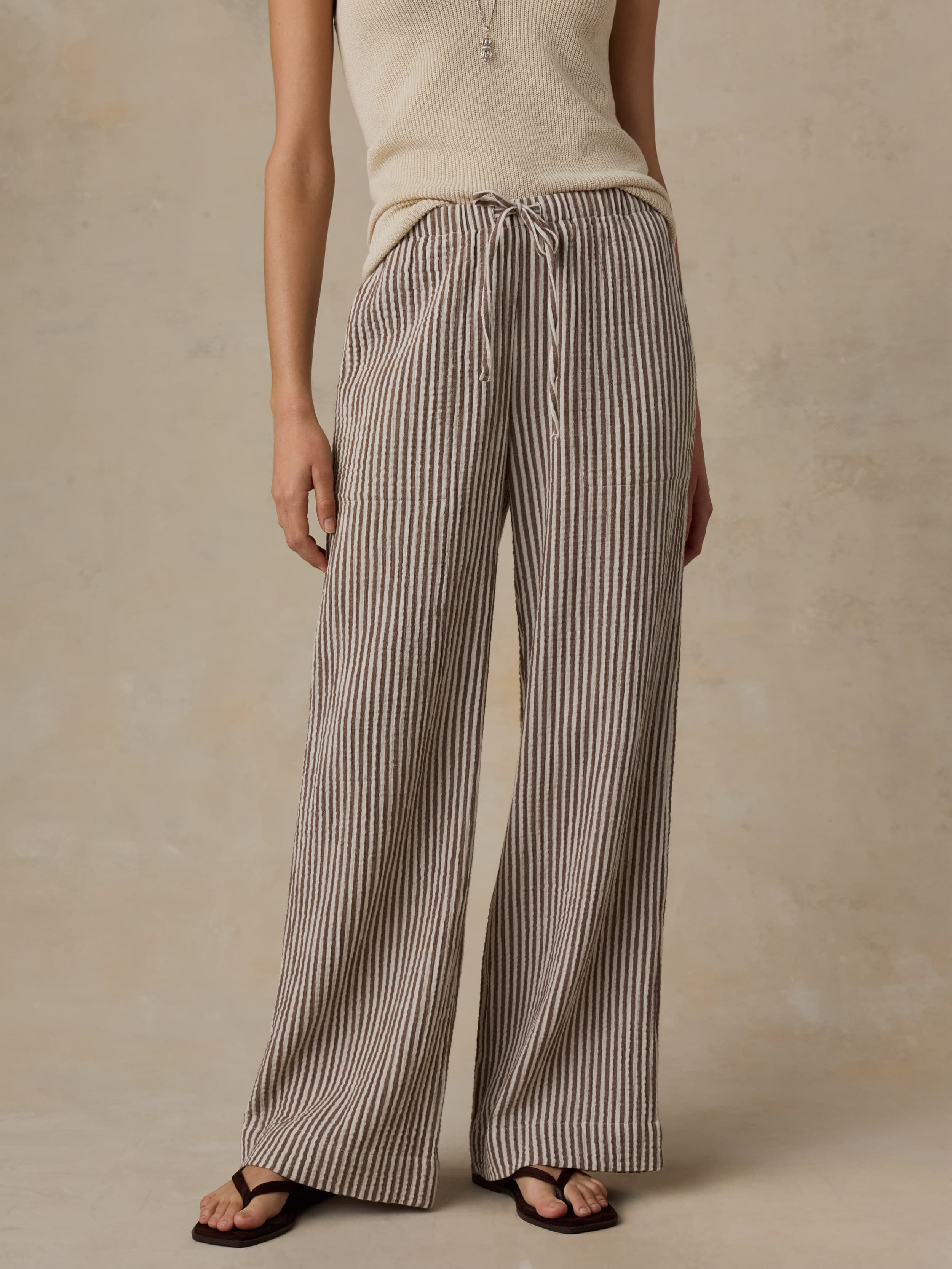 Dune Cotton Gauze Laidback Pant - Mocha Mist