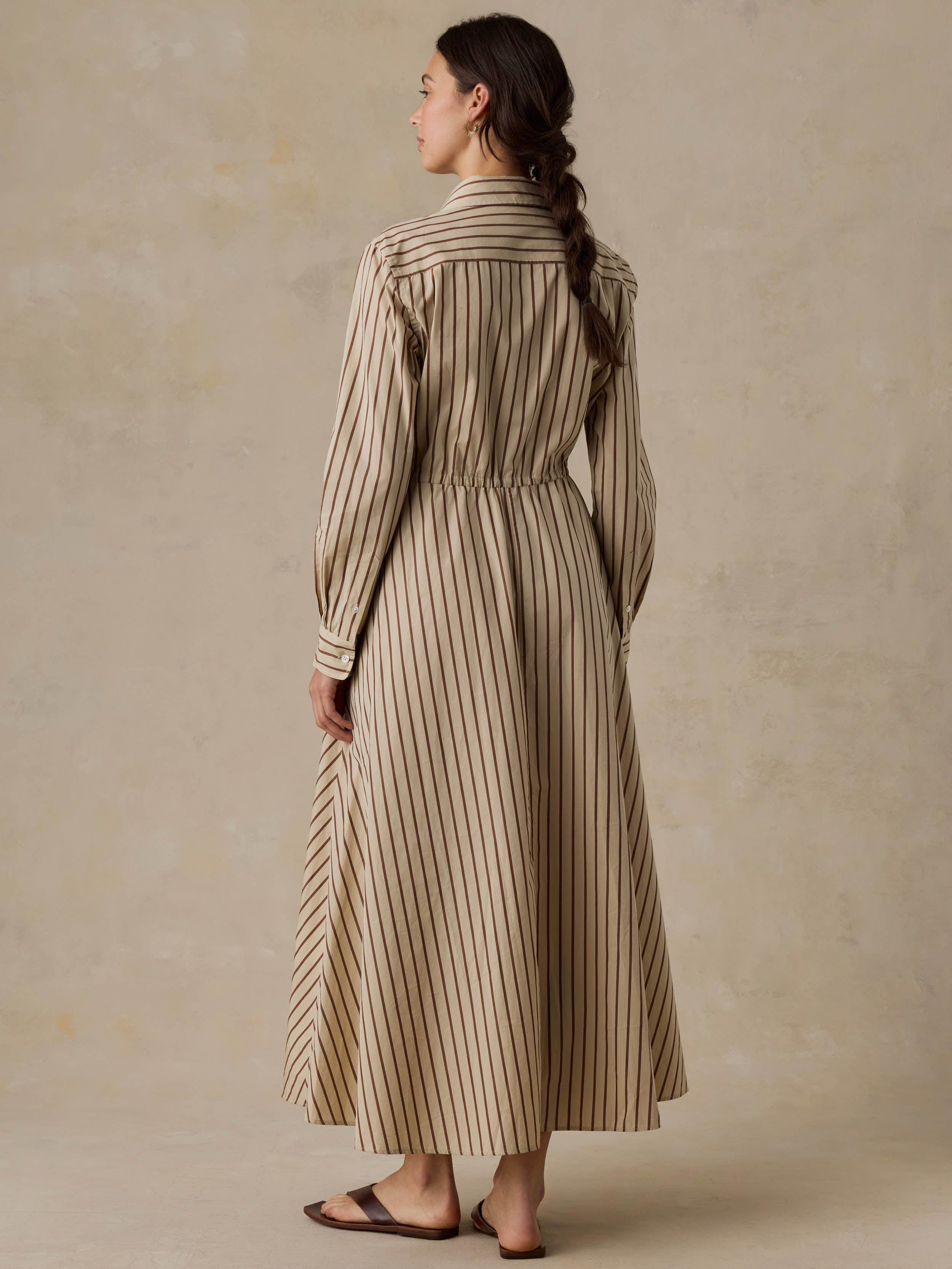 Coastal Poplin Catalina Dress - Drift Sand Stripe