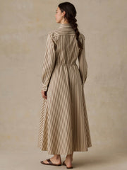 Coastal Poplin Catalina Dress - Drift Sand Stripe