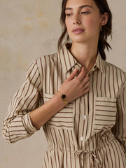 Coastal Poplin Catalina Dress - Drift Sand Stripe
